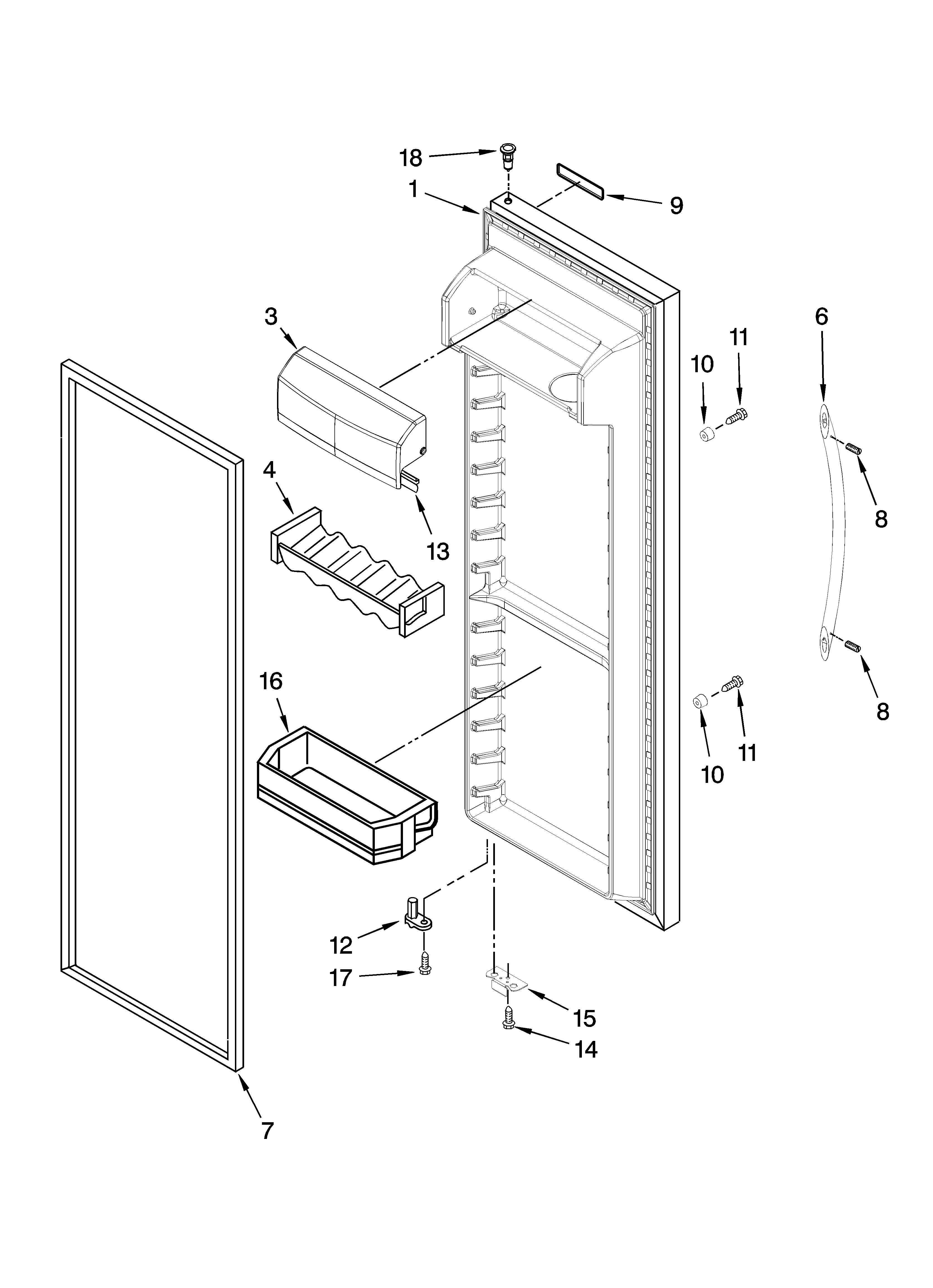 KitchenAid KSRG25FTSS01 refrigerator door parts diagram