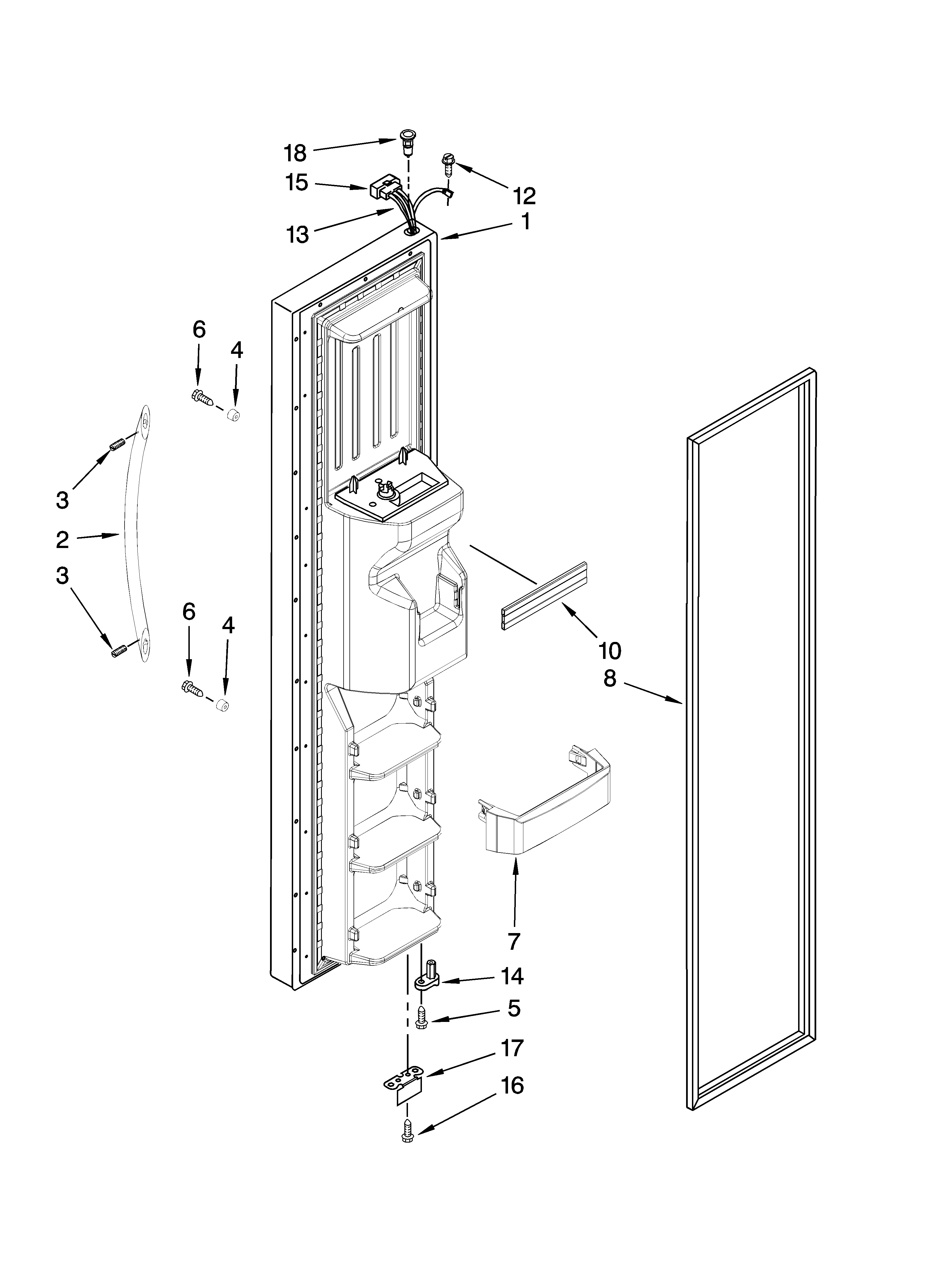 KitchenAid KSRG25FTSS01 freezer door parts diagram