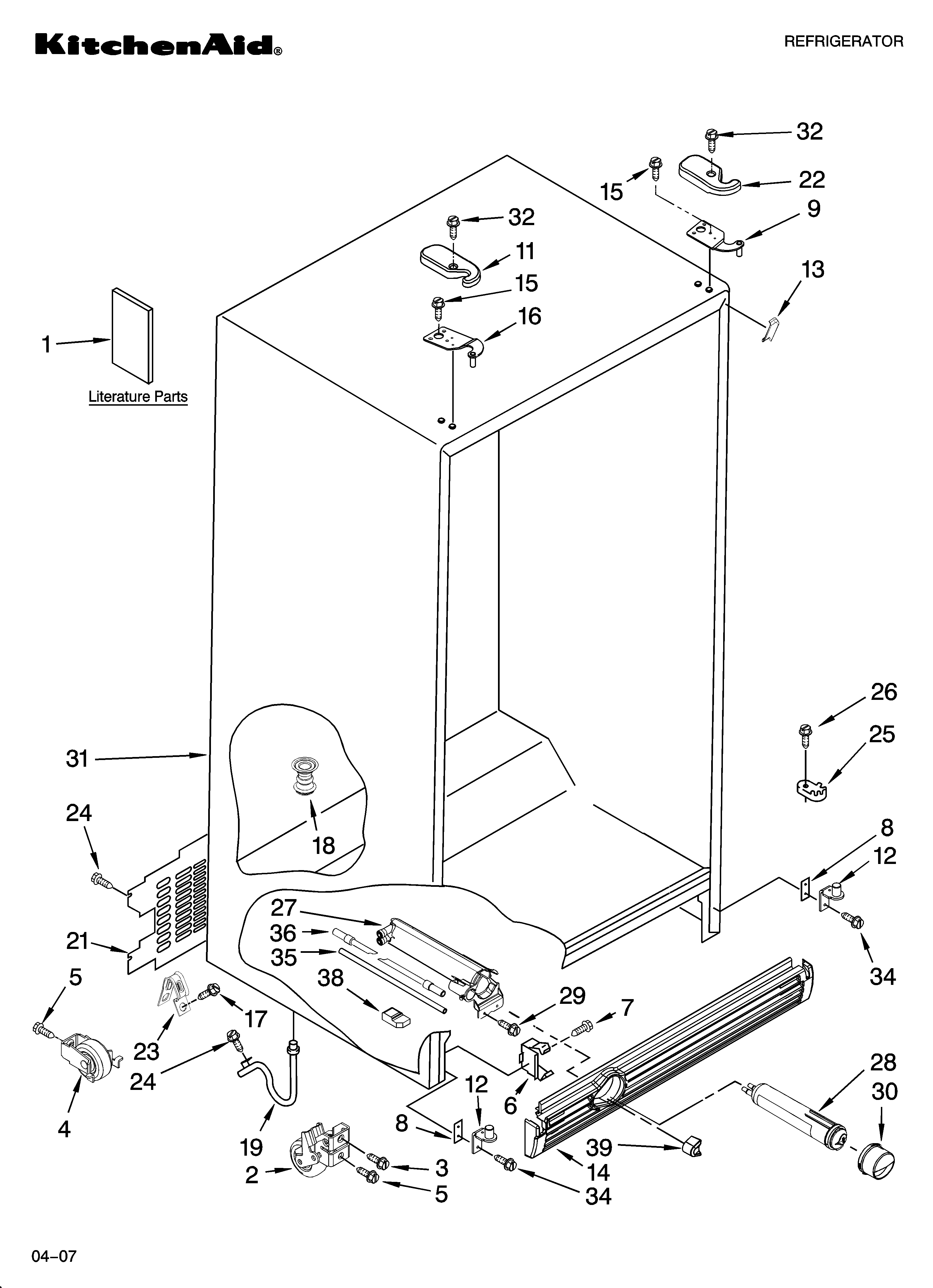 KitchenAid KSRX25FTSS01 cabinet parts diagram