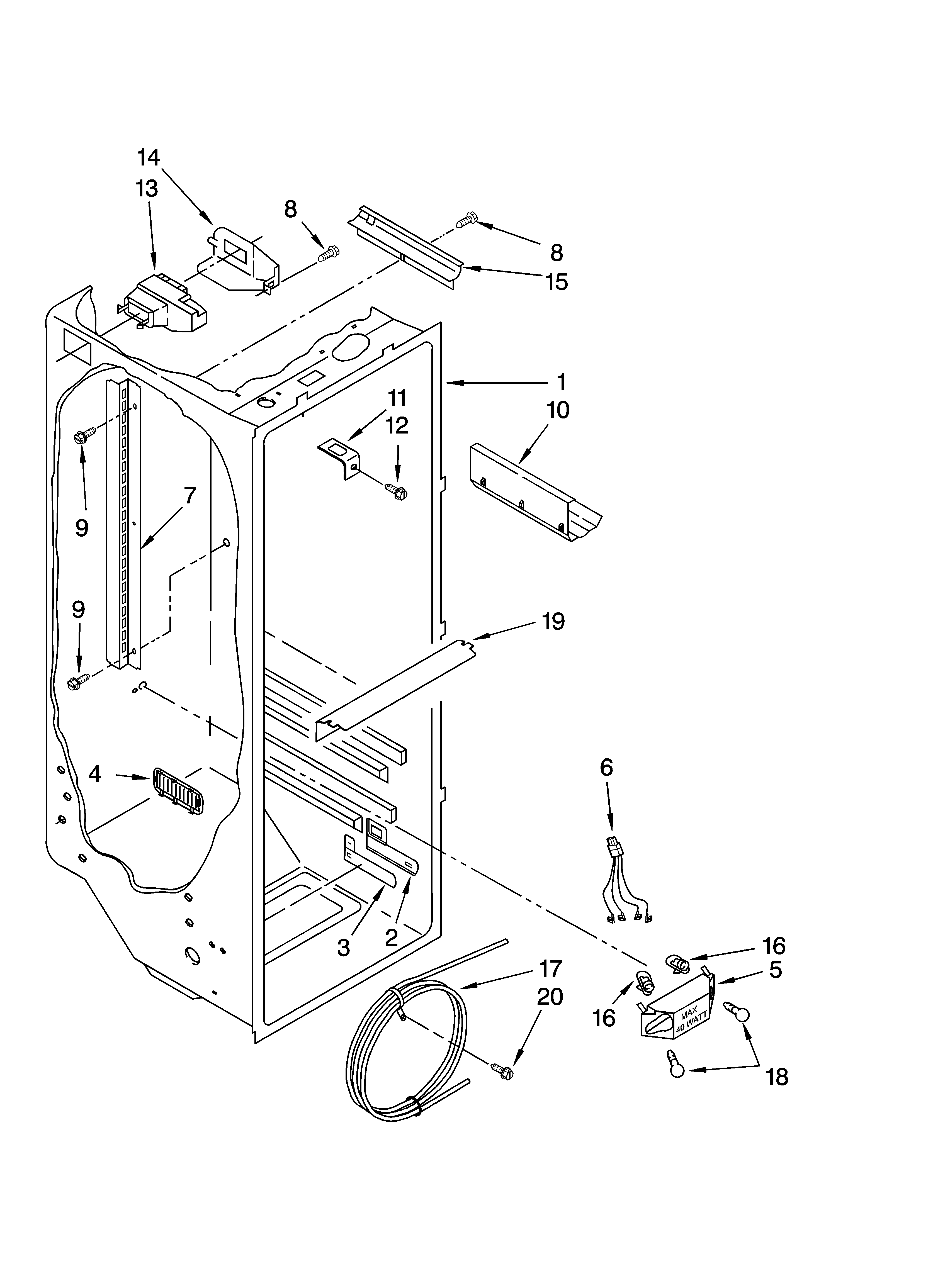 KitchenAid KSRX25FTSS01 refrigerator liner parts diagram