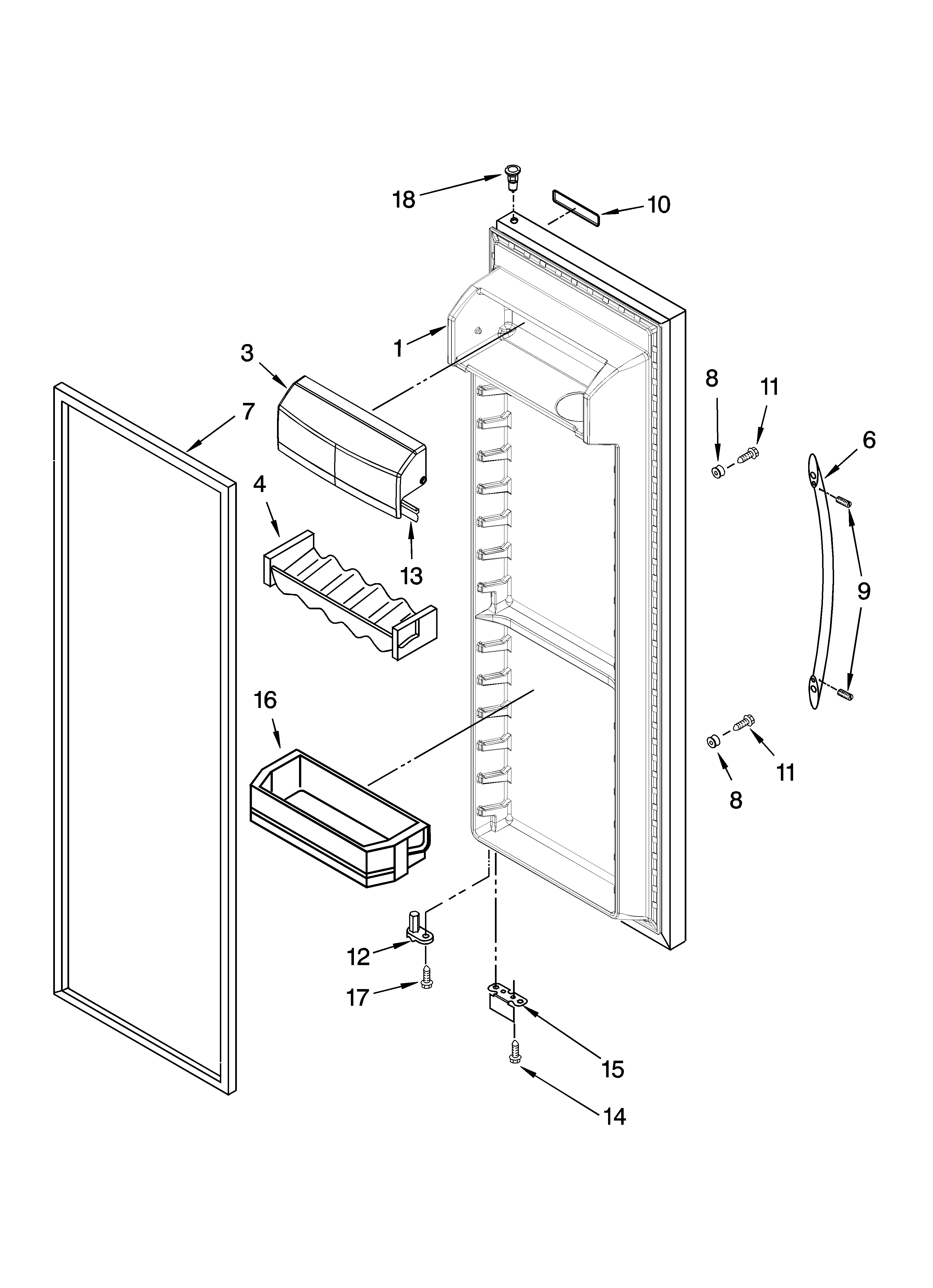 KitchenAid KSRX25FTSS01 refrigerator door parts diagram