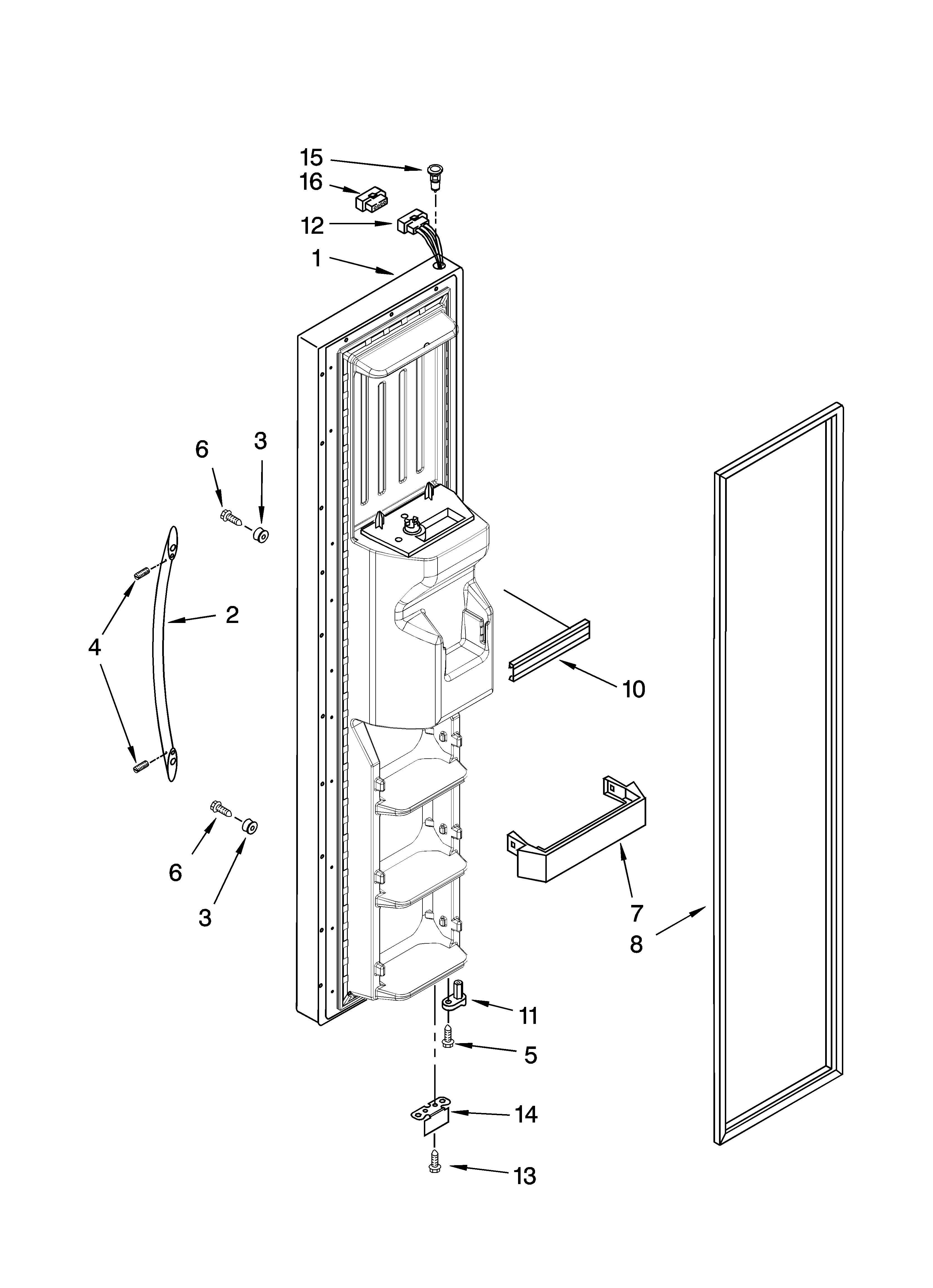 KitchenAid KSRX25FTSS01 freezer door parts diagram