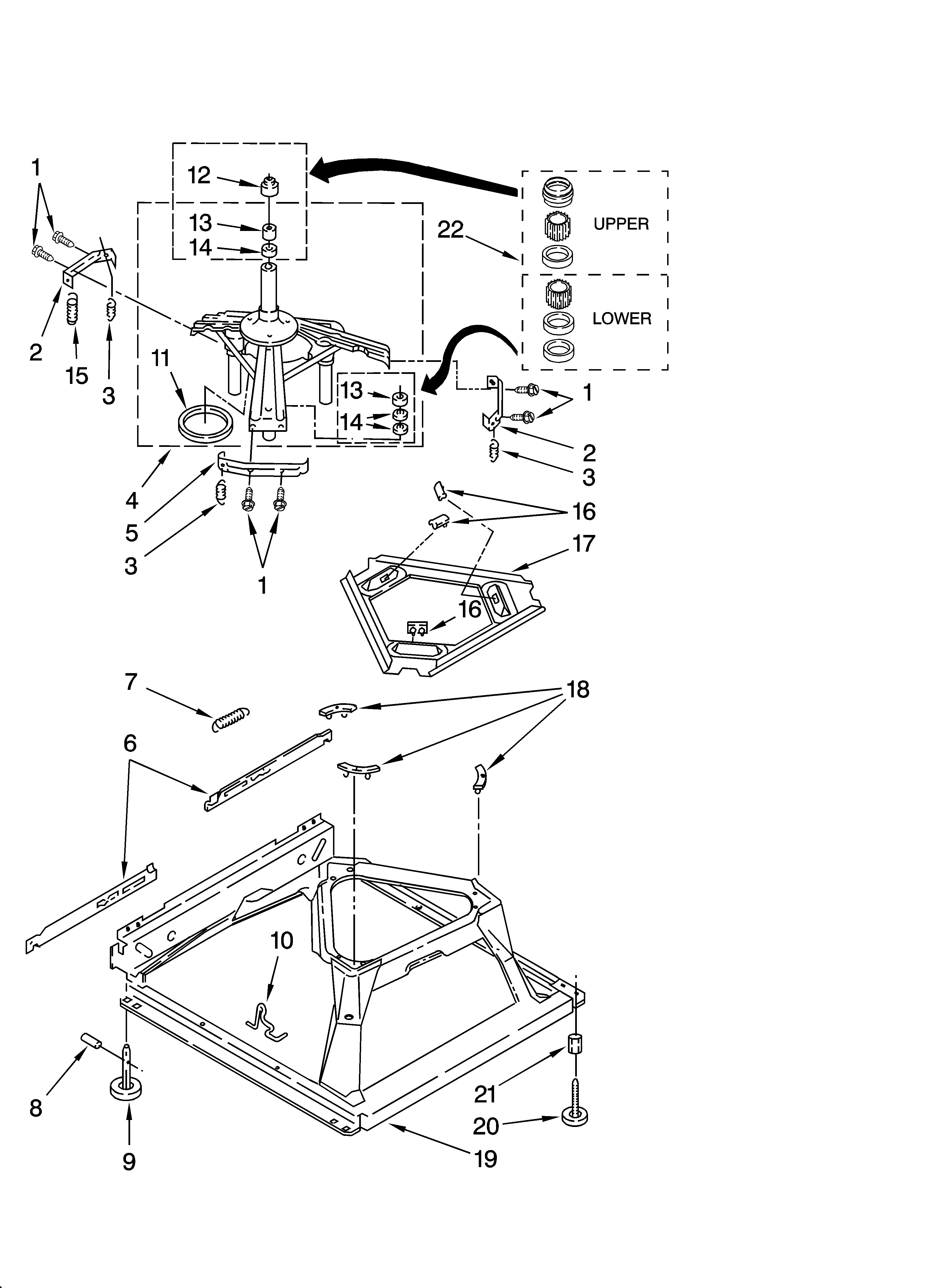 Whirlpool WTW5900TB0 machine base parts diagram