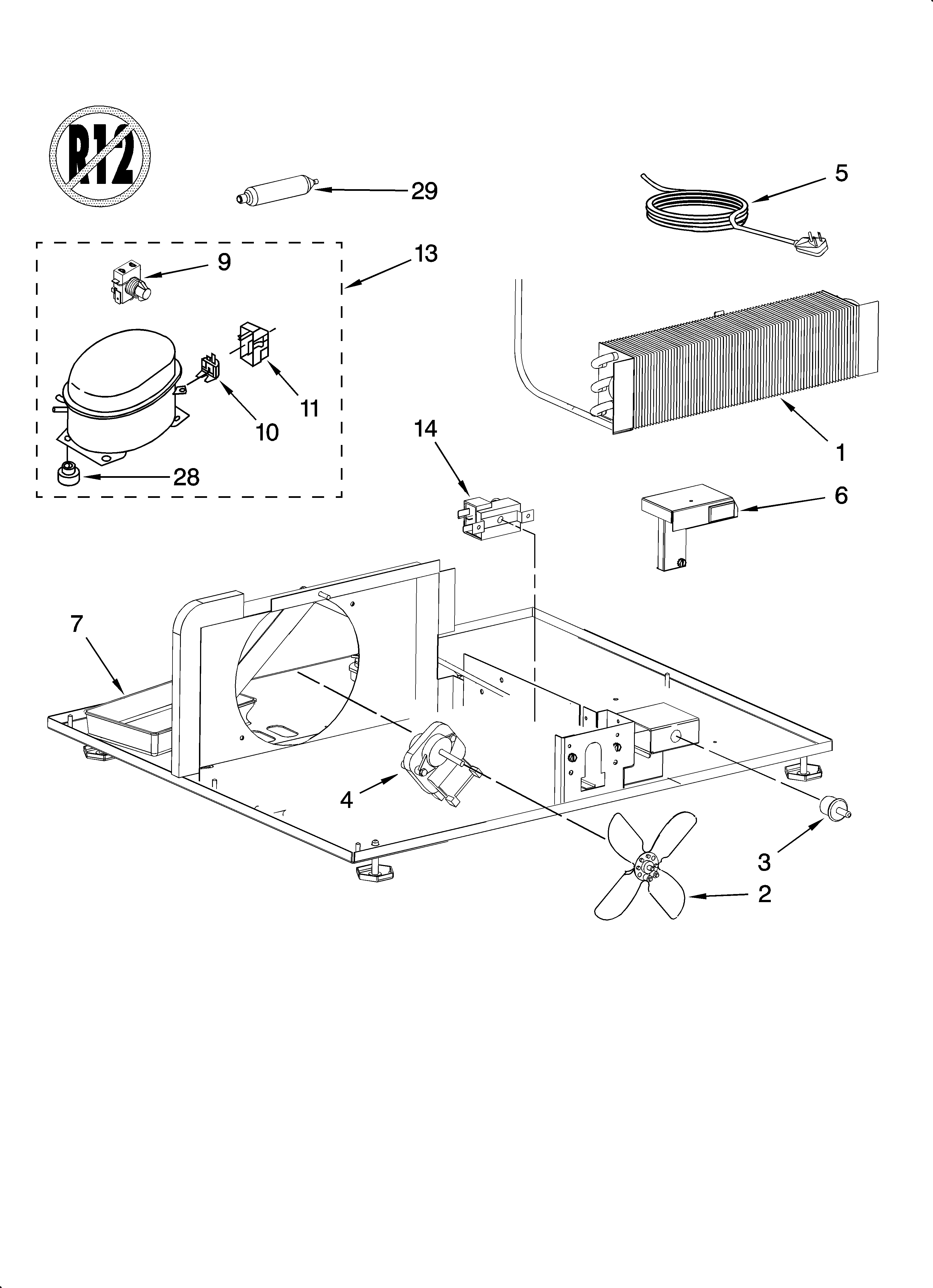 KitchenAid KBCA06XPWH01 unit parts diagram