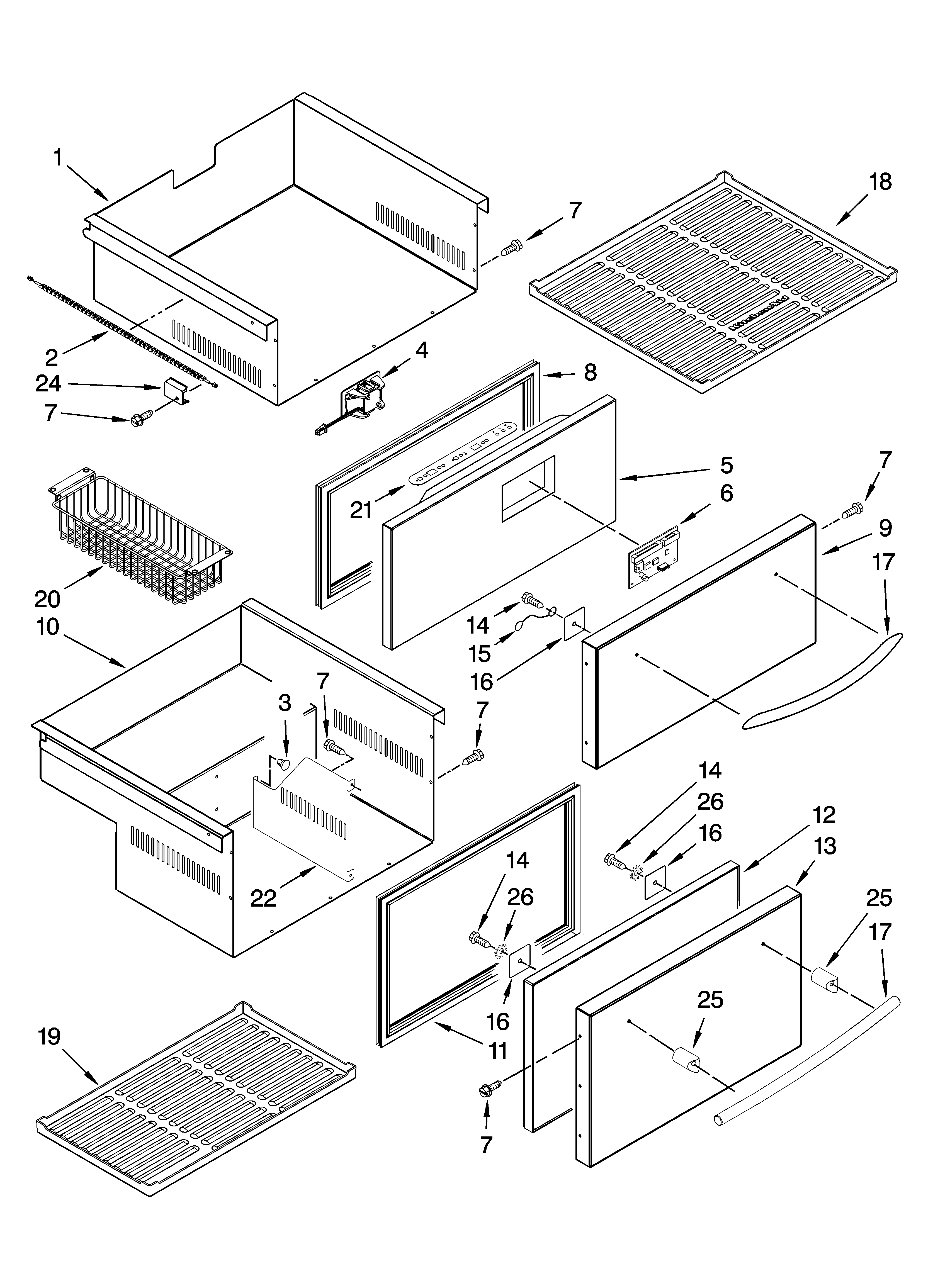 Jenn-Air JUD278DBES00 drawer parts diagram