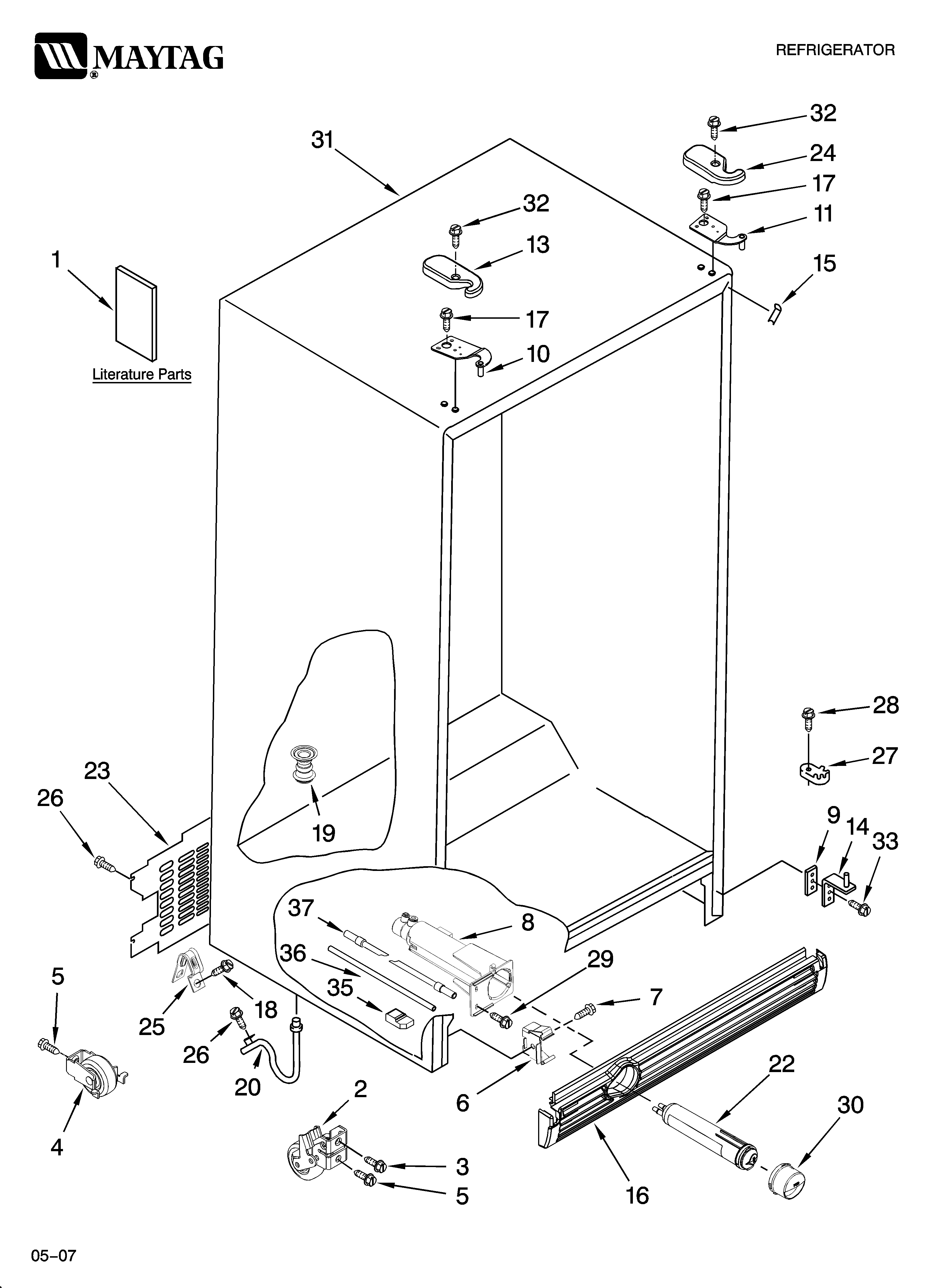 Maytag MSD2258KEU00 cabinet parts diagram