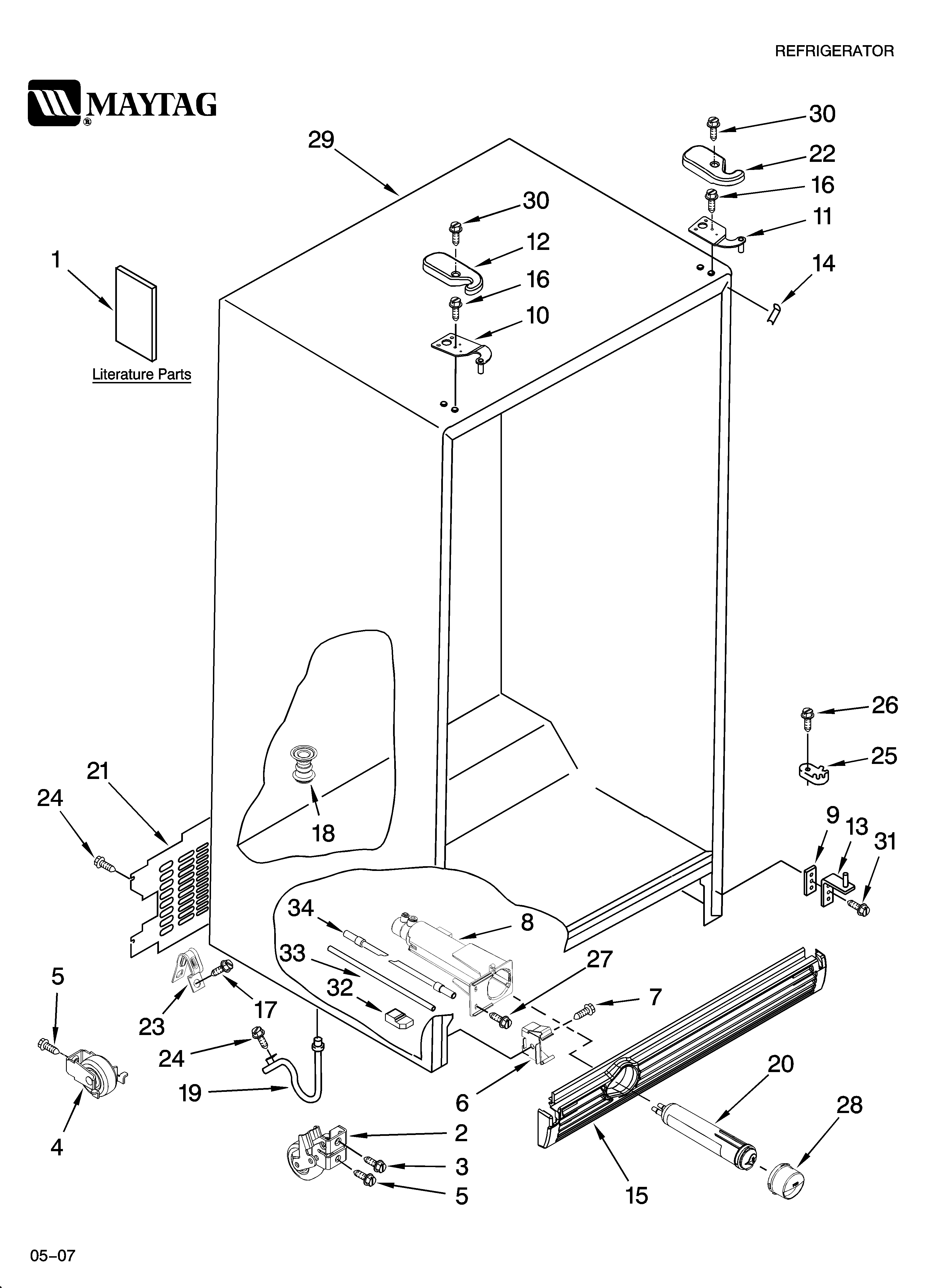 Maytag MSD2258KES01 cabinet parts diagram