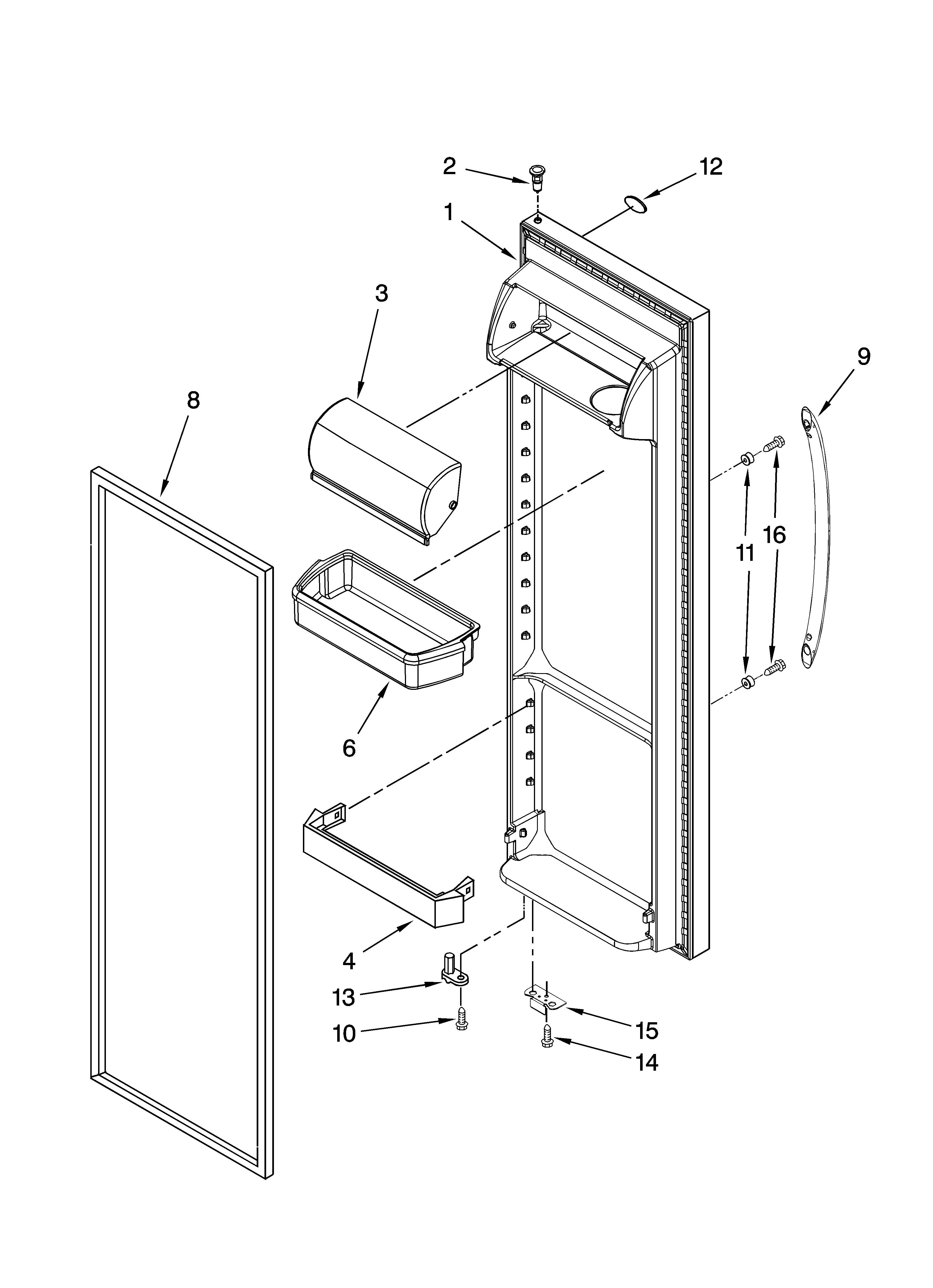 Maytag MSD2258KES01 refrigerator door parts diagram