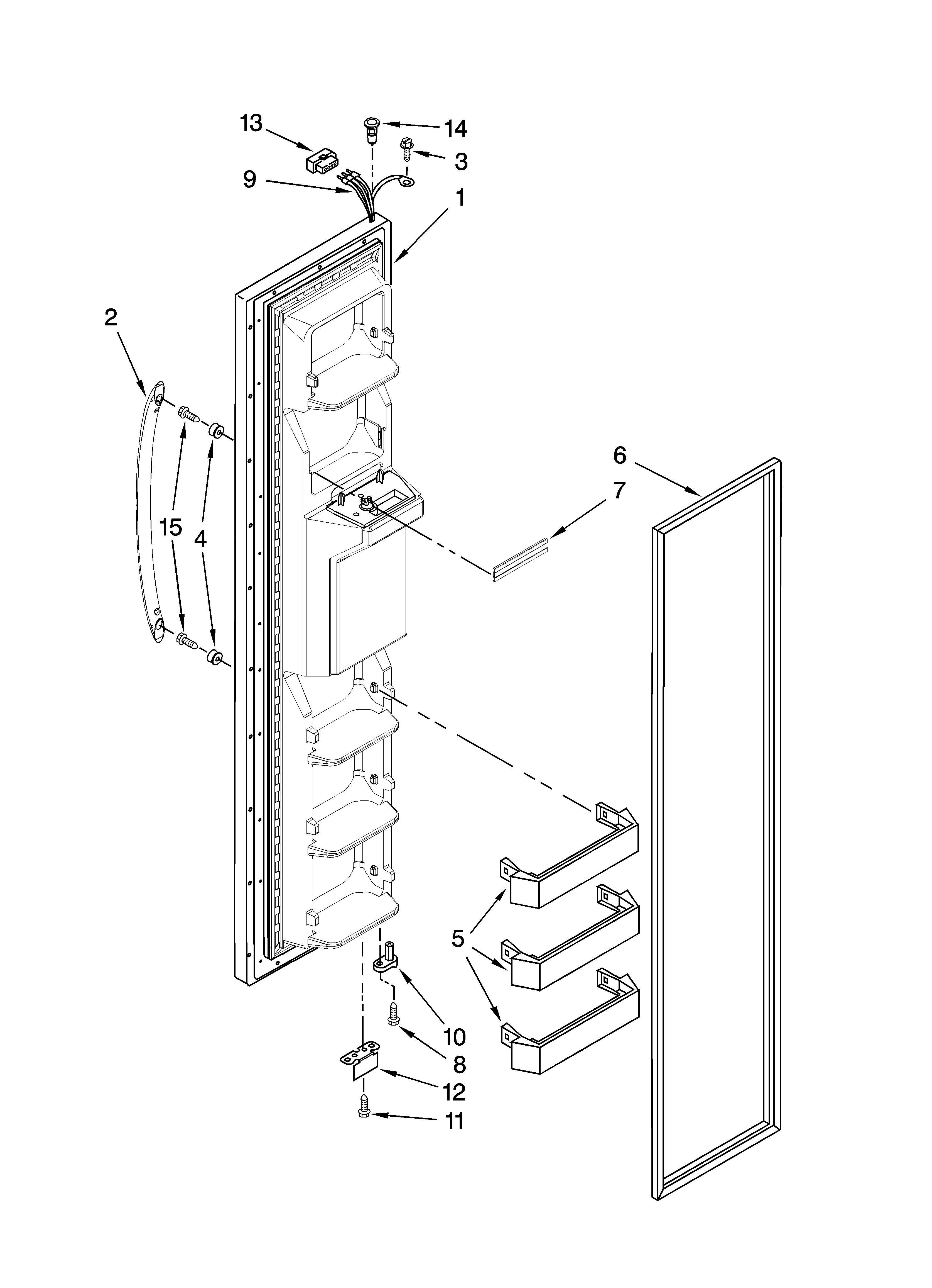Maytag MSD2258KES01 freezer door parts diagram