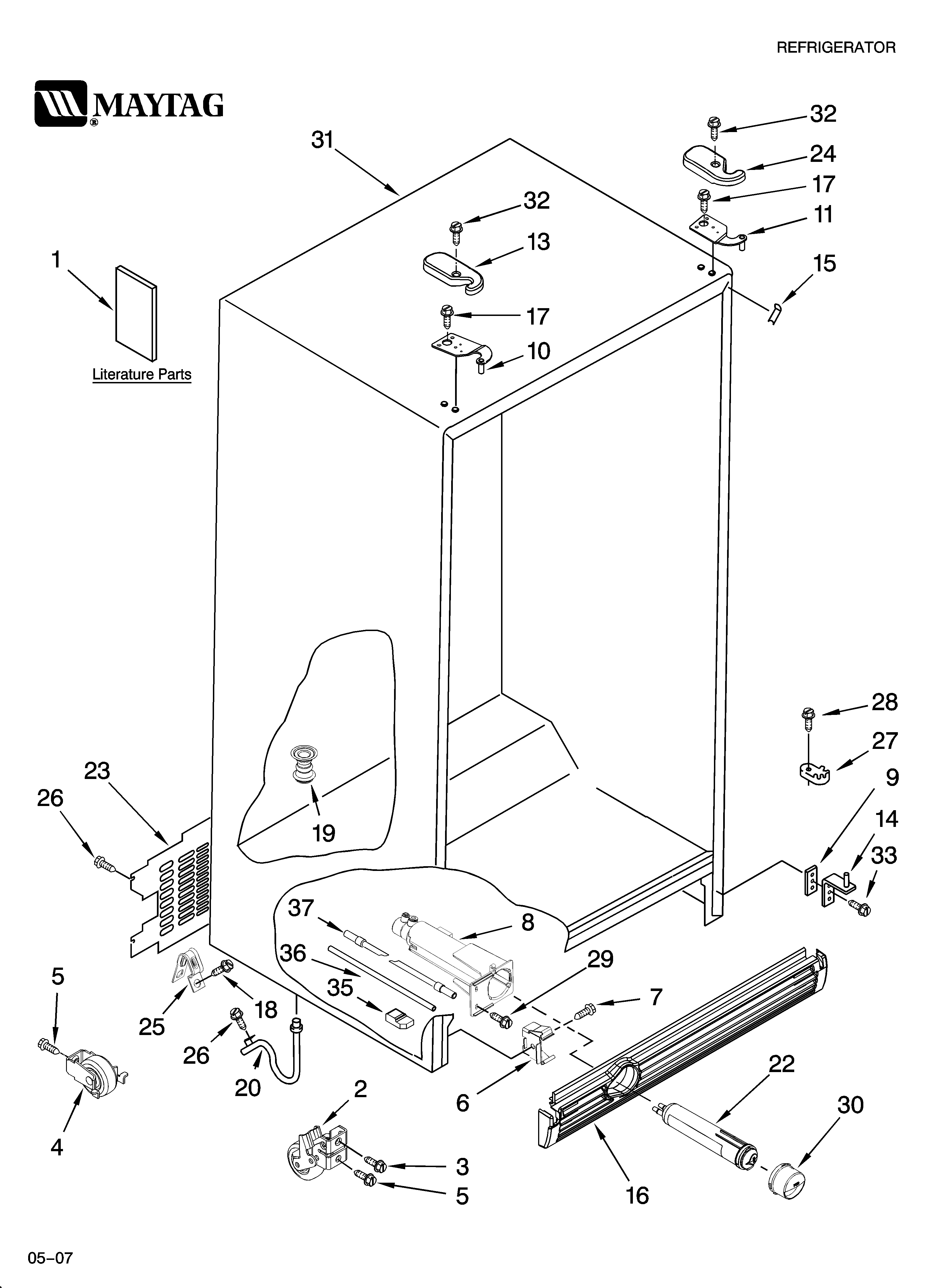 Maytag MSD2658KEU00 cabinet parts diagram