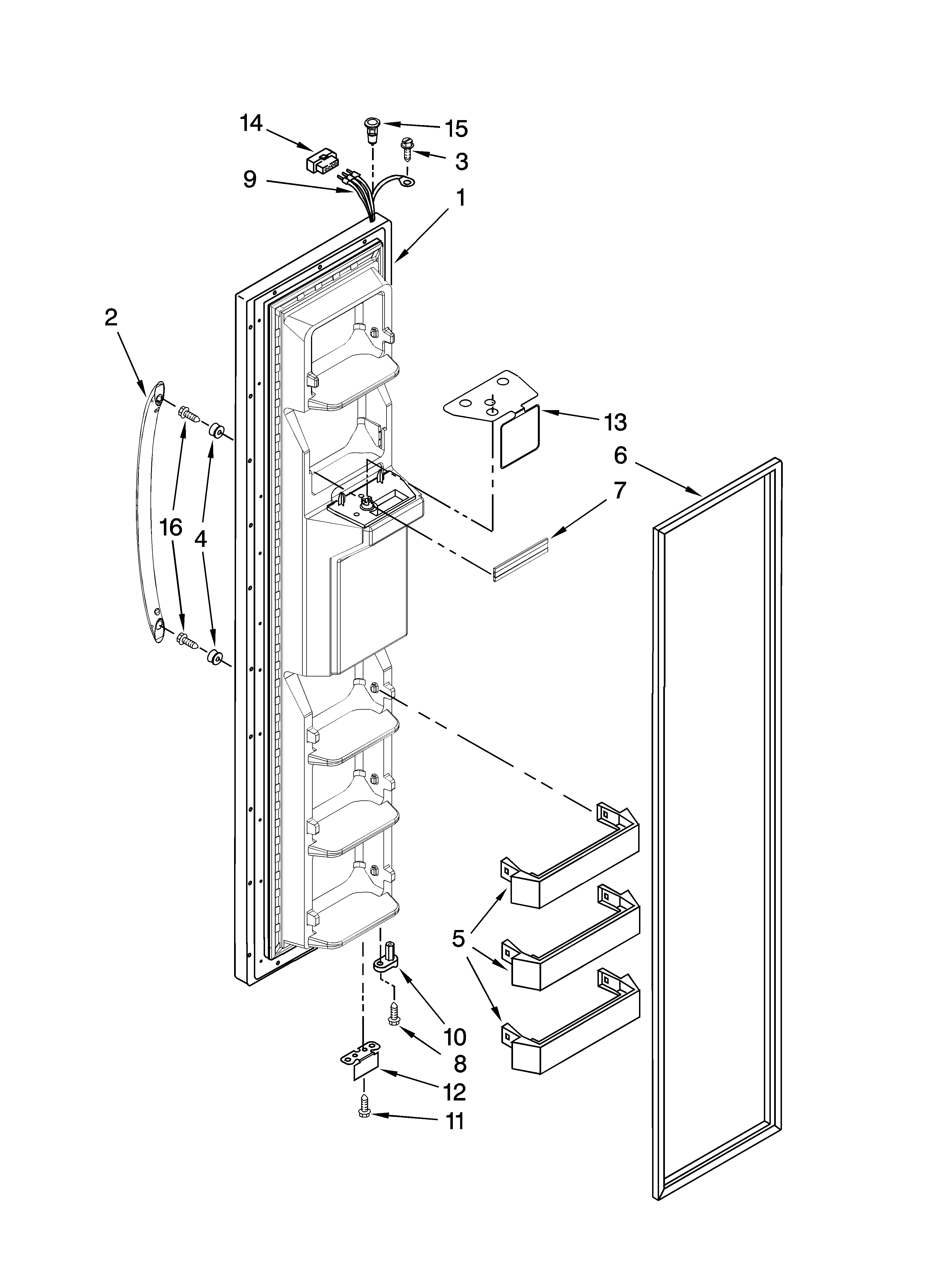Maytag MSD2658KEU00 freezer door parts diagram