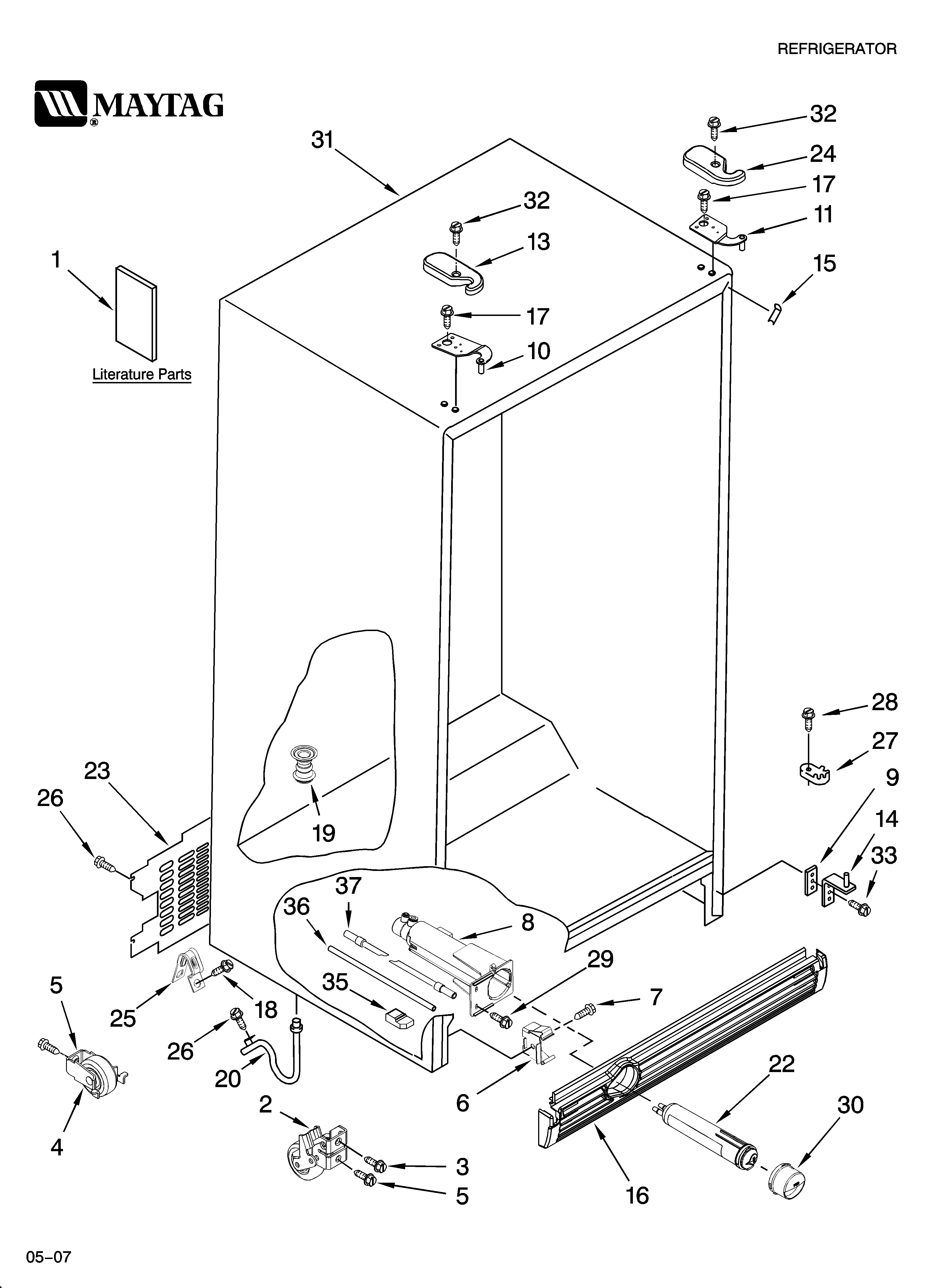 Maytag MSD2658KEU01 cabinet parts diagram
