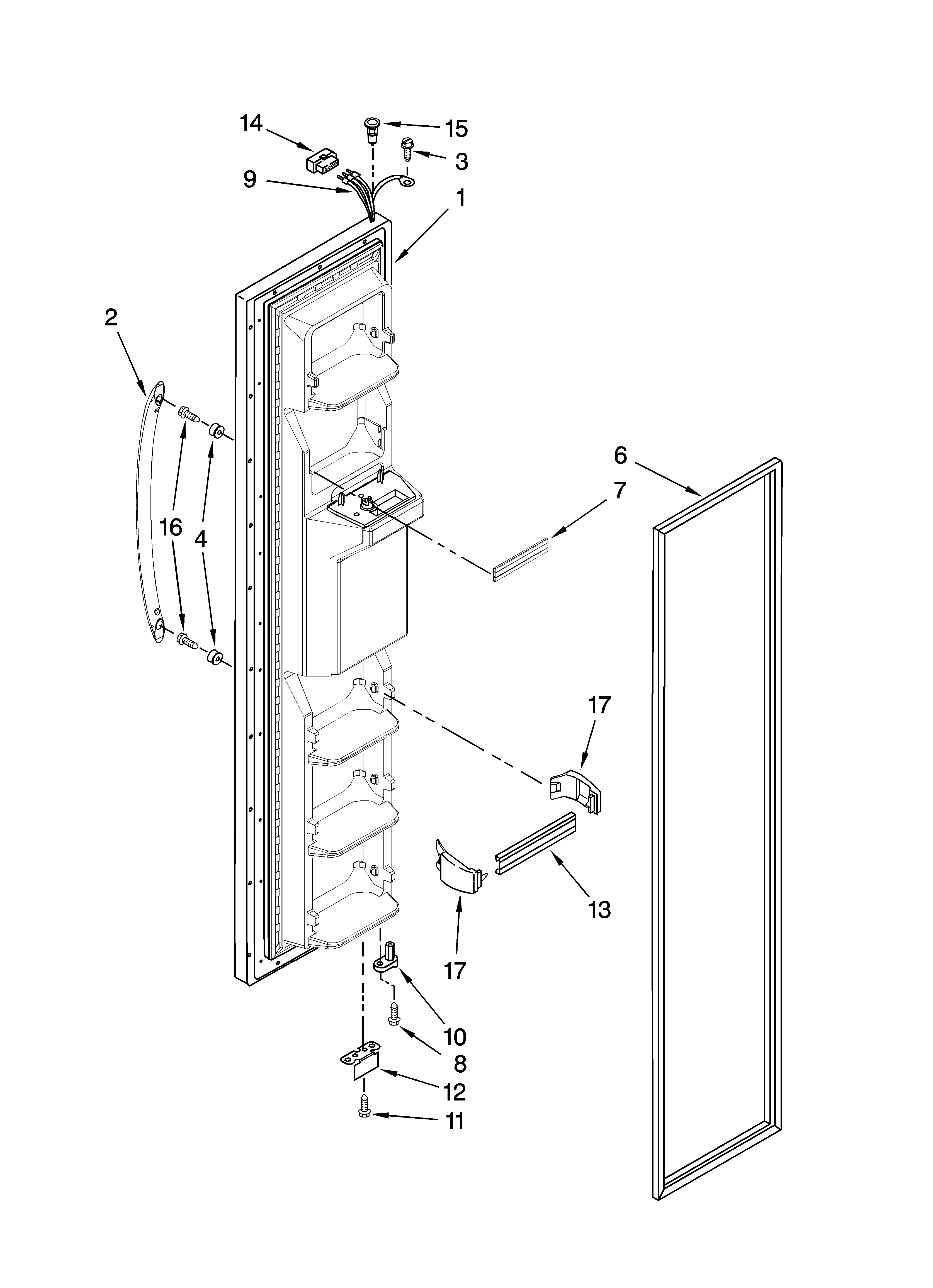 Maytag MSD2658KEU01 freezer door parts diagram