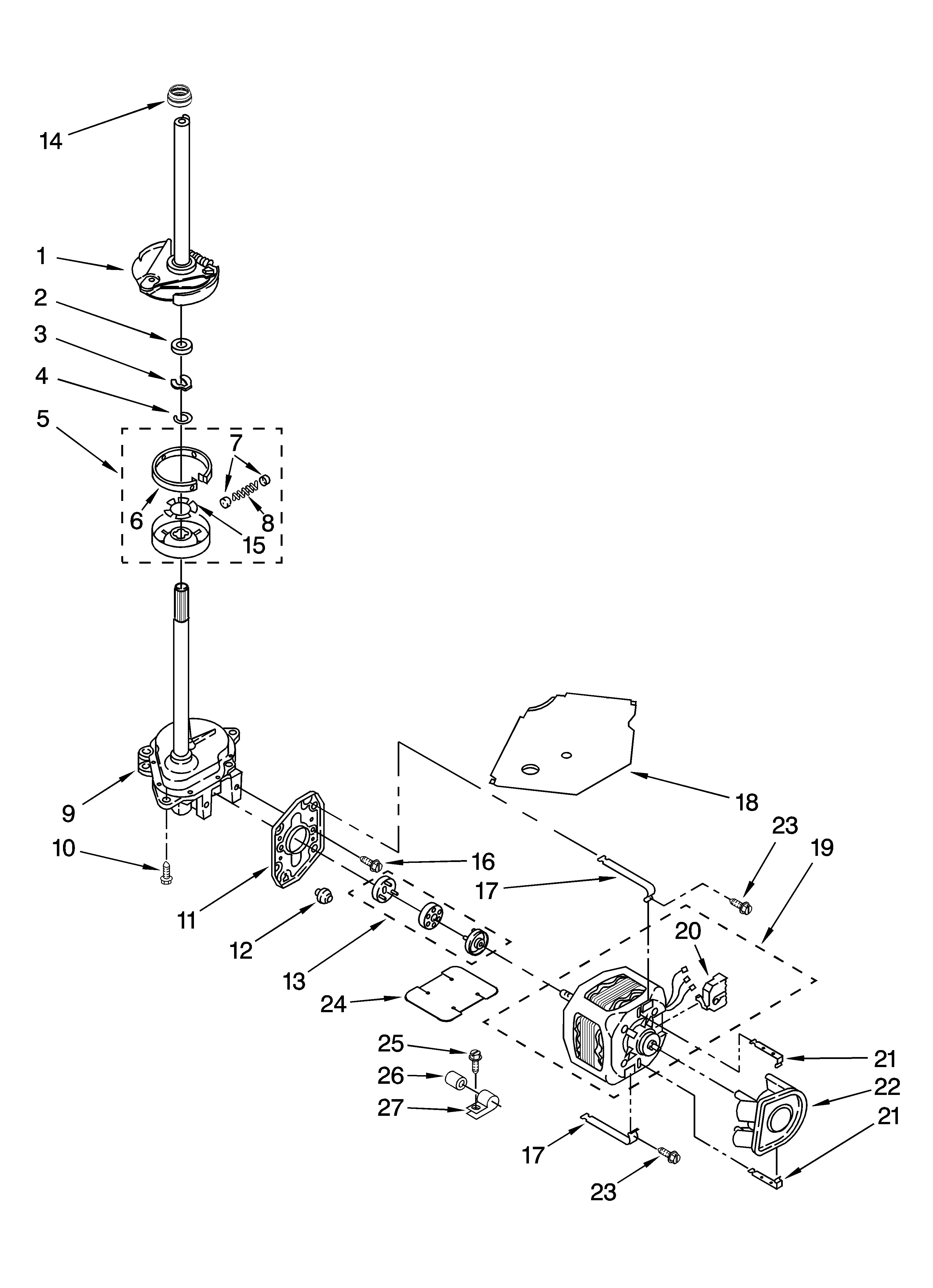 Admiral 4KATW4605TQ0 brake, clutch, gearcase, motor and pump parts diagram