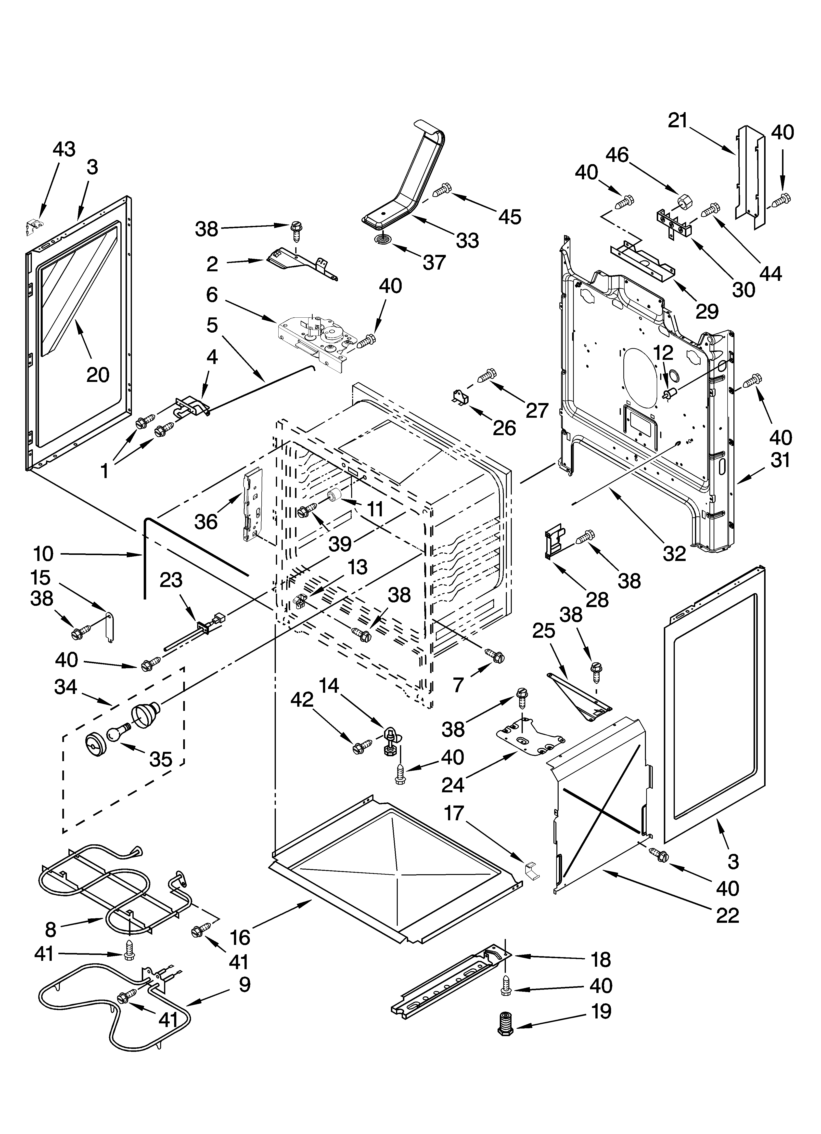 Magic Chef CERS858TCD0 chassis parts diagram