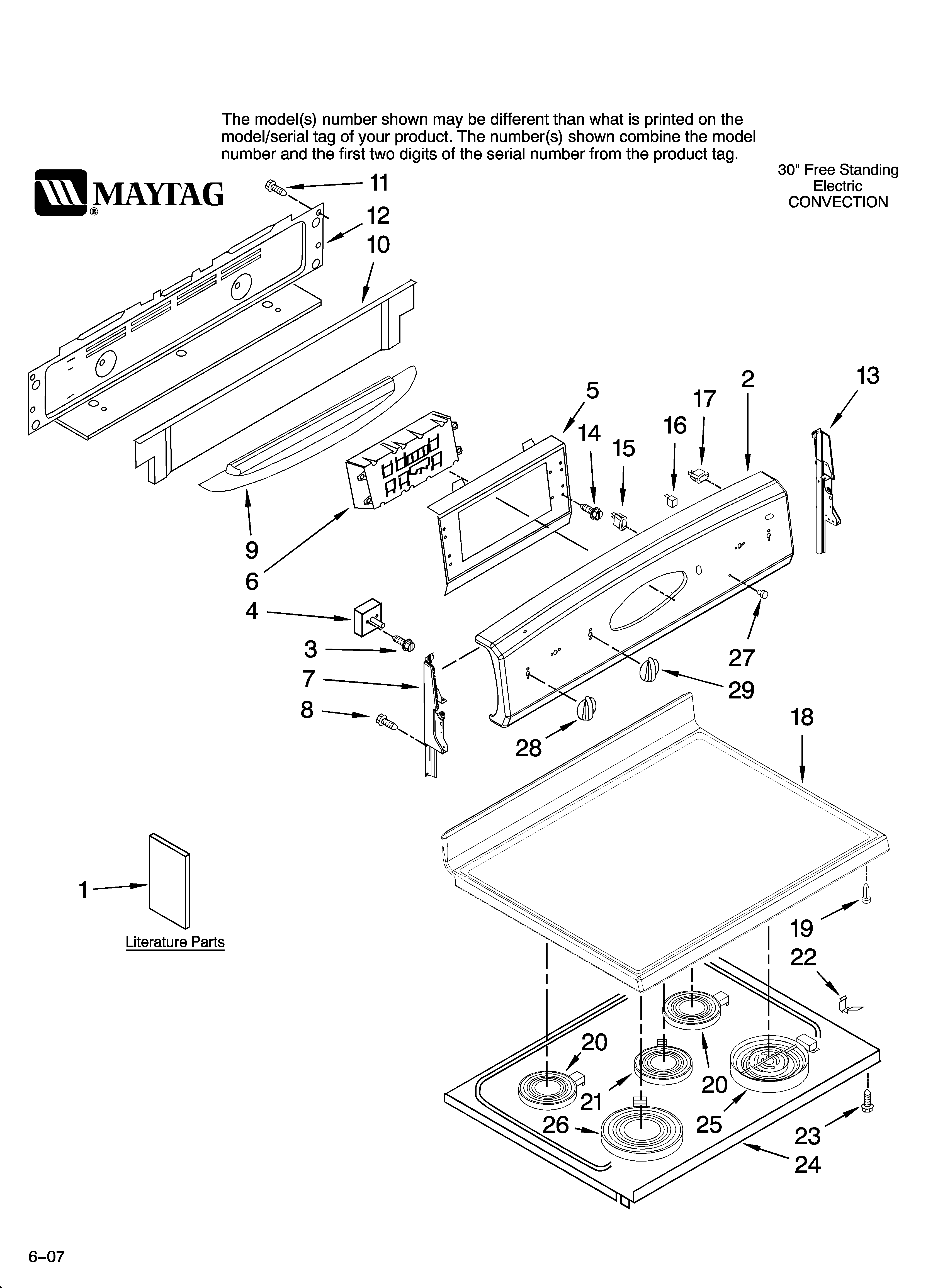 Maytag MERH865RAS13 cooktop and control panel parts diagram