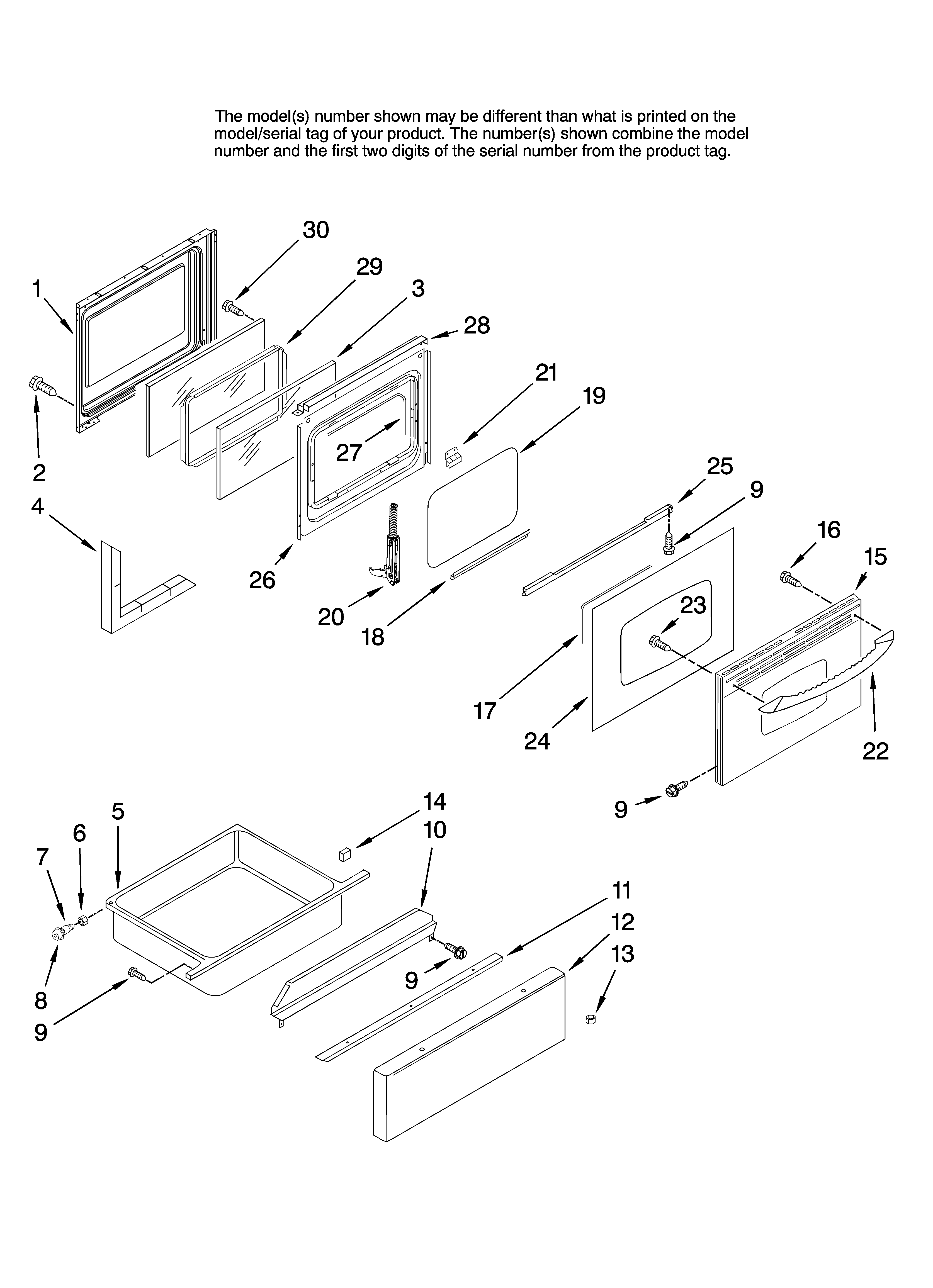 Maytag MERH865RAS13 door/drawer parts (stainless only) diagram
