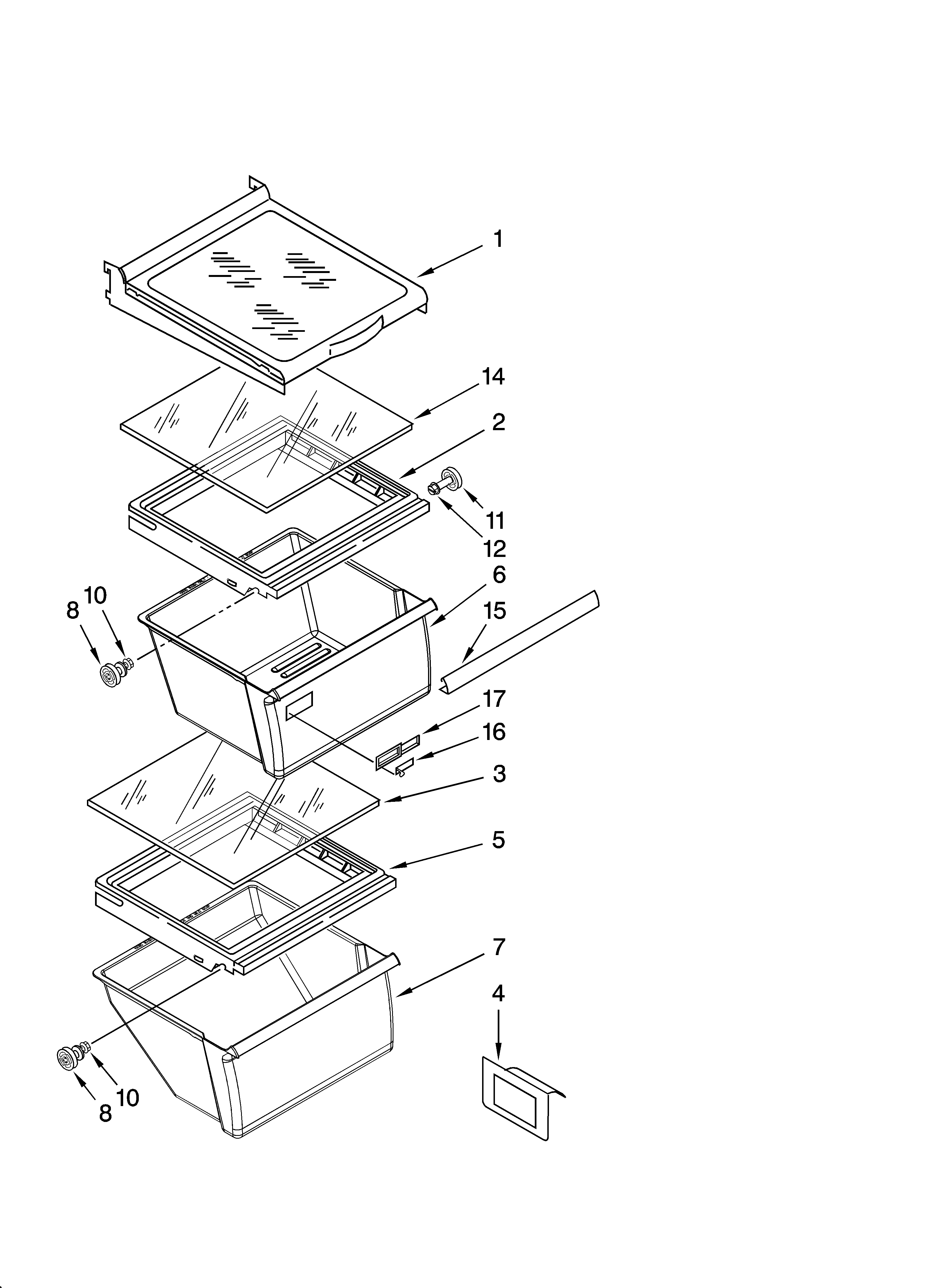 Whirlpool ED2FVGXSS00 refrigerator shelf parts diagram