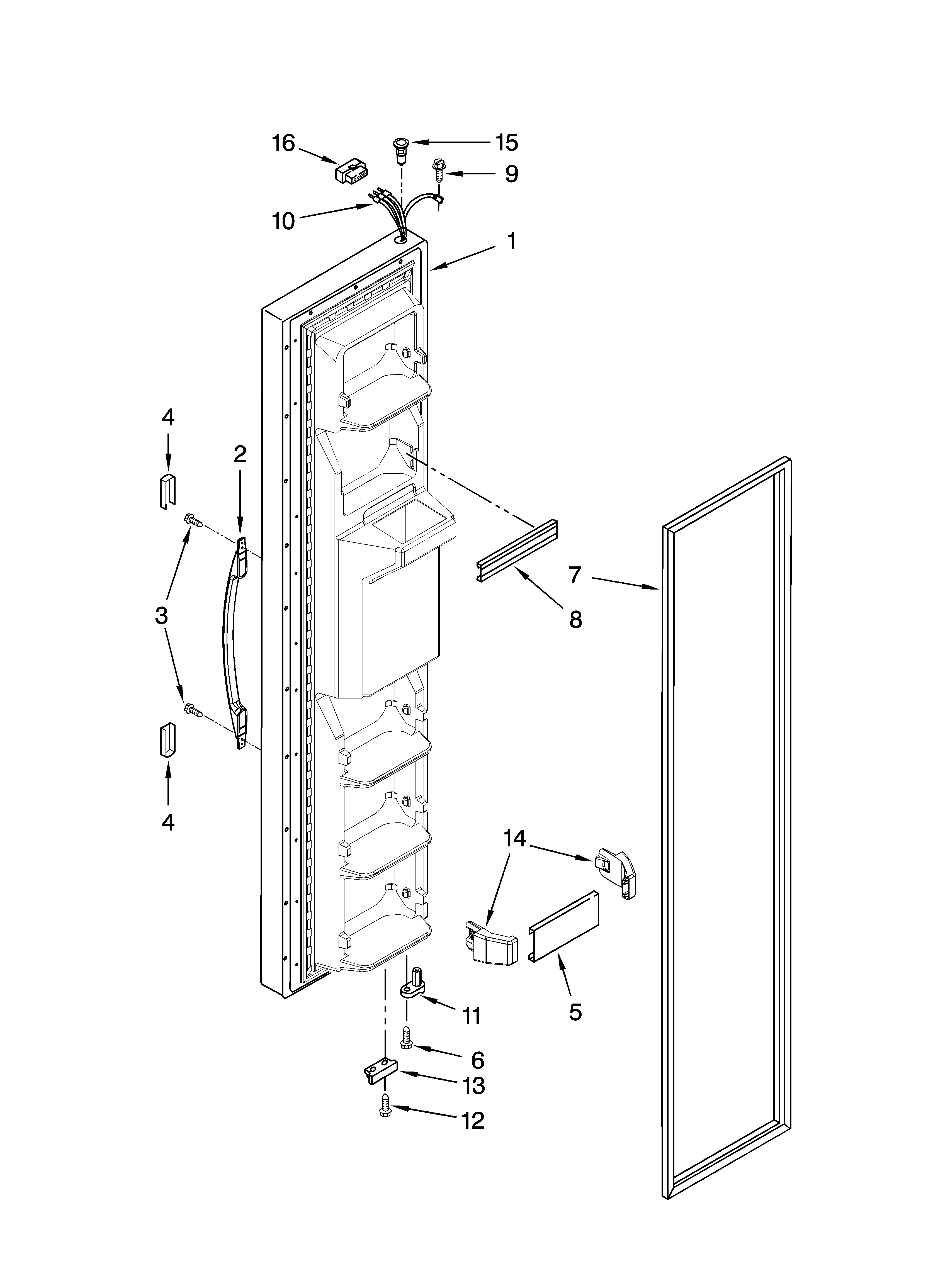 Whirlpool ED2FVGXSS00 freezer door parts diagram