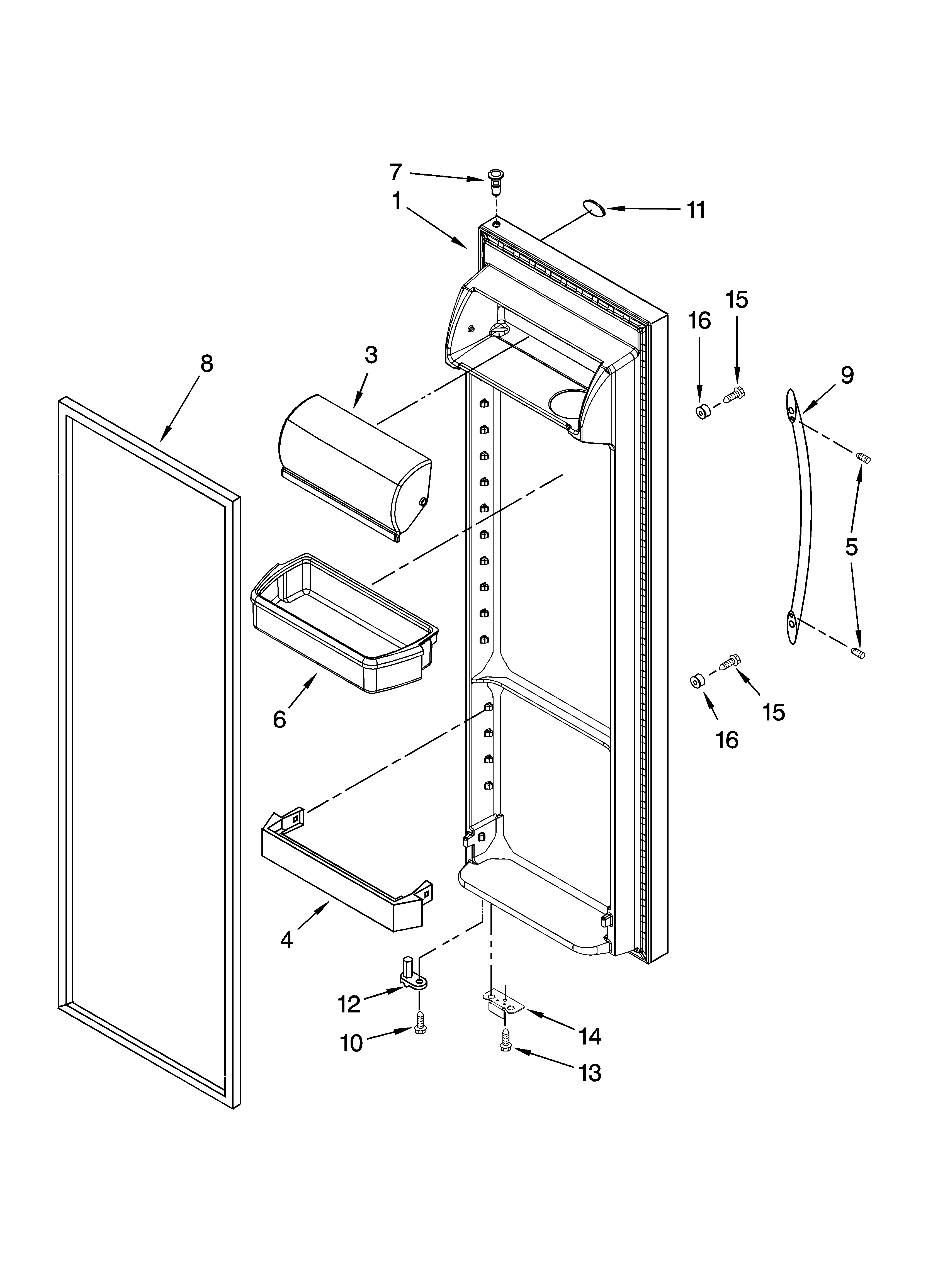 Whirlpool ED2JHAXTB01 refrigerator door parts diagram