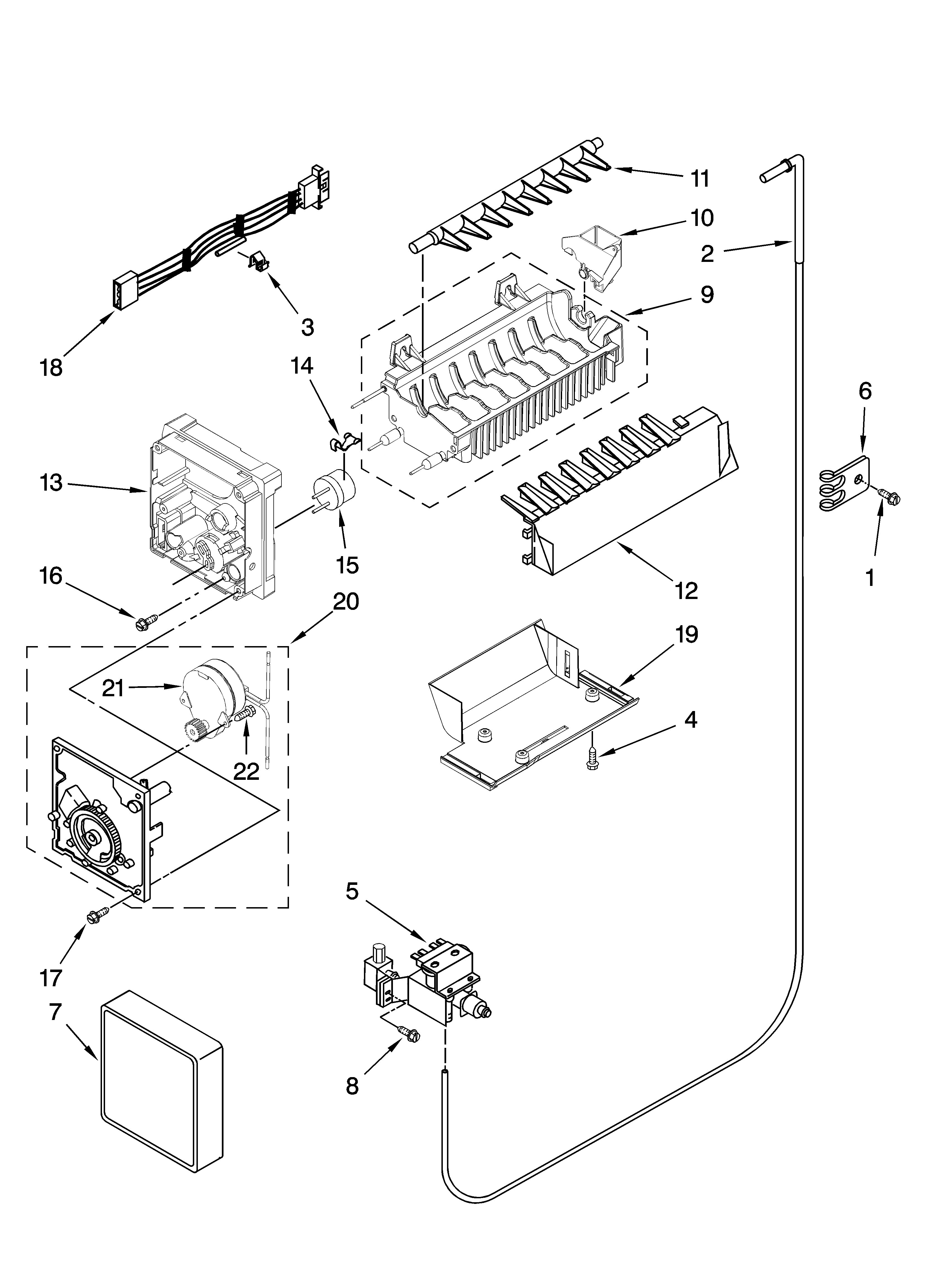 Whirlpool ED2JHAXTB01 icemaker parts diagram