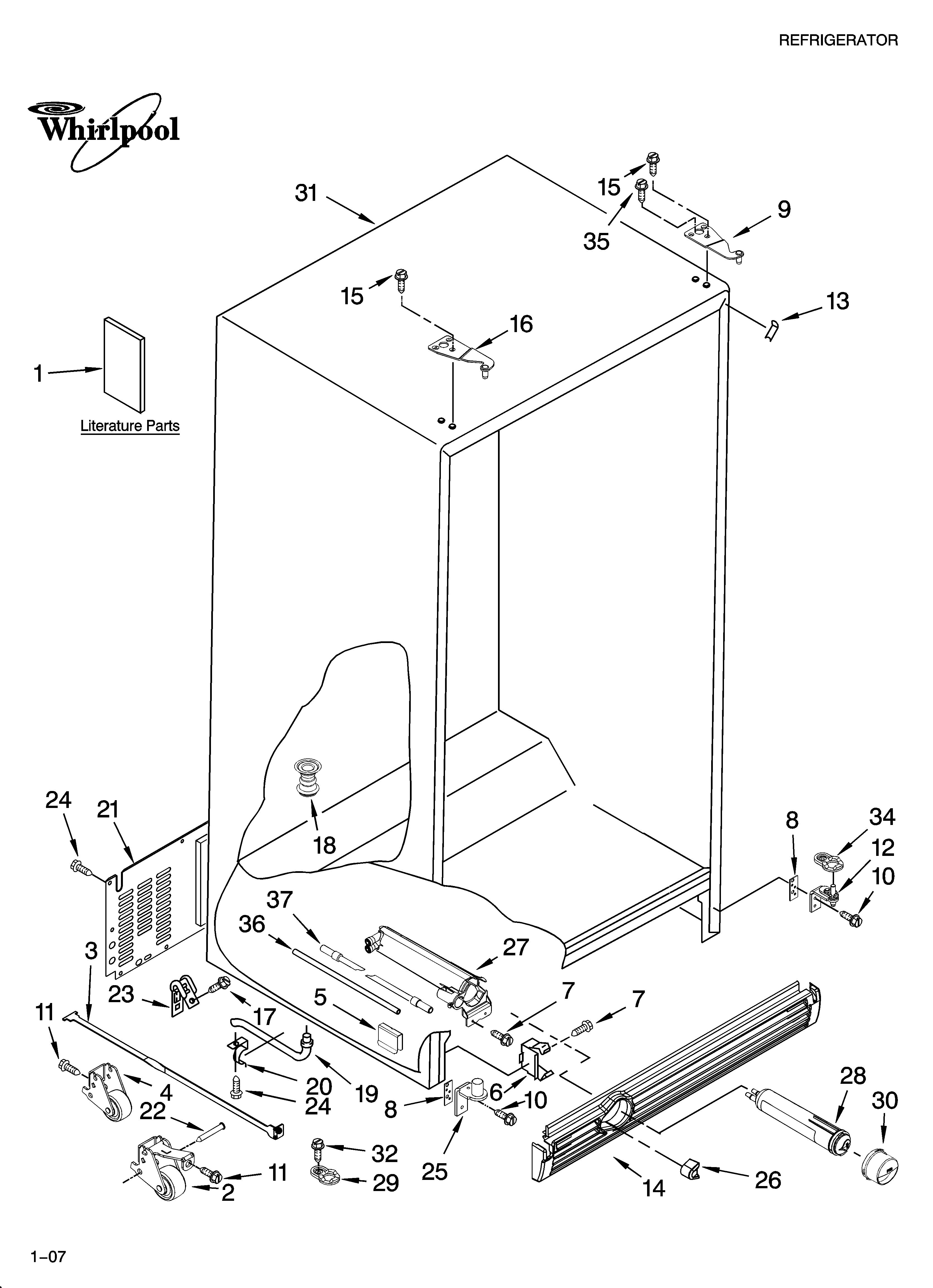Whirlpool GC3SHEXNT15 cabinet parts diagram