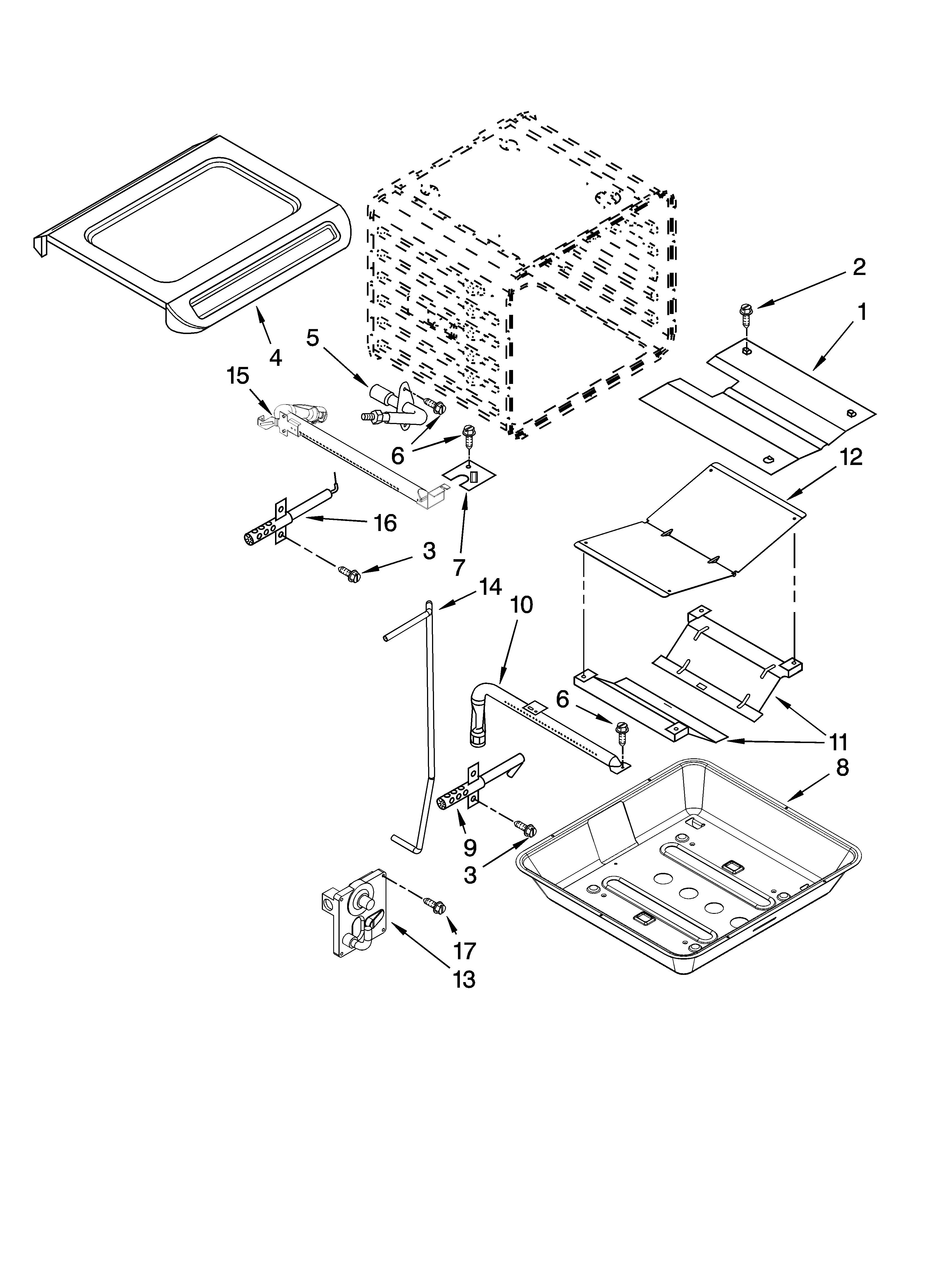 Whirlpool GW395LEPT05 internal oven parts diagram