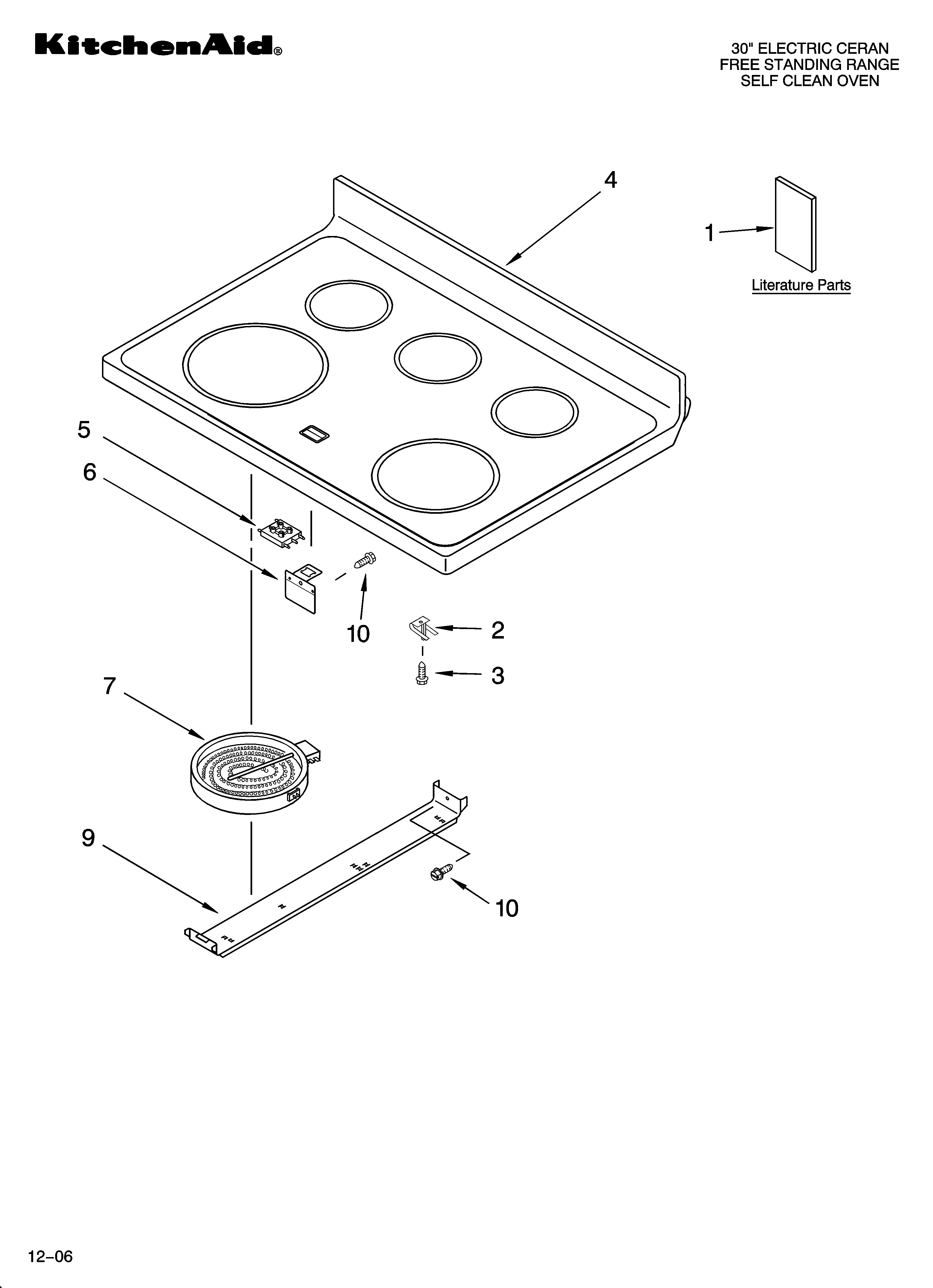 KitchenAid KERI201PWH2 cooktop parts diagram