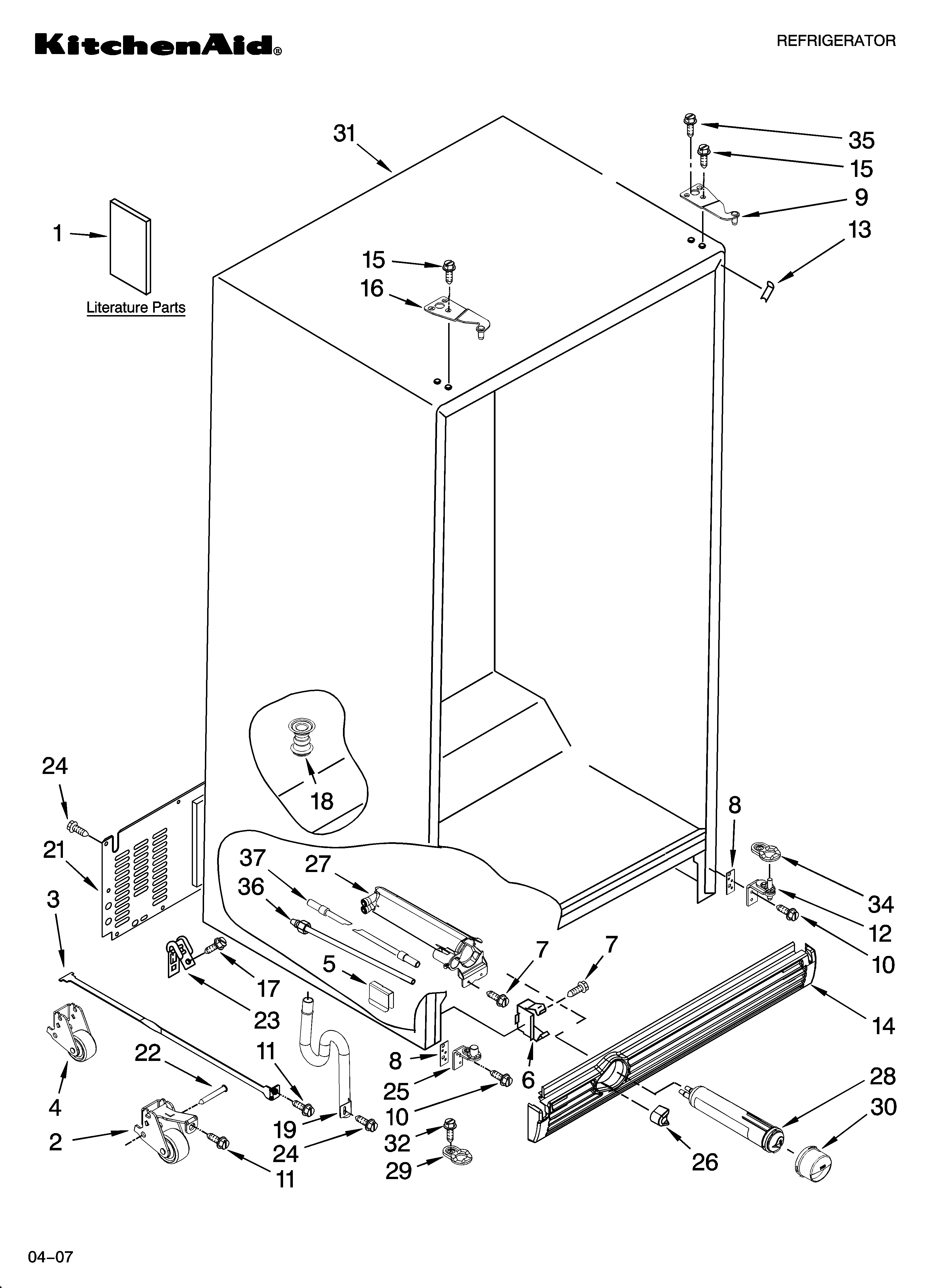 KitchenAid KSCS25MTMS01 cabinet parts diagram