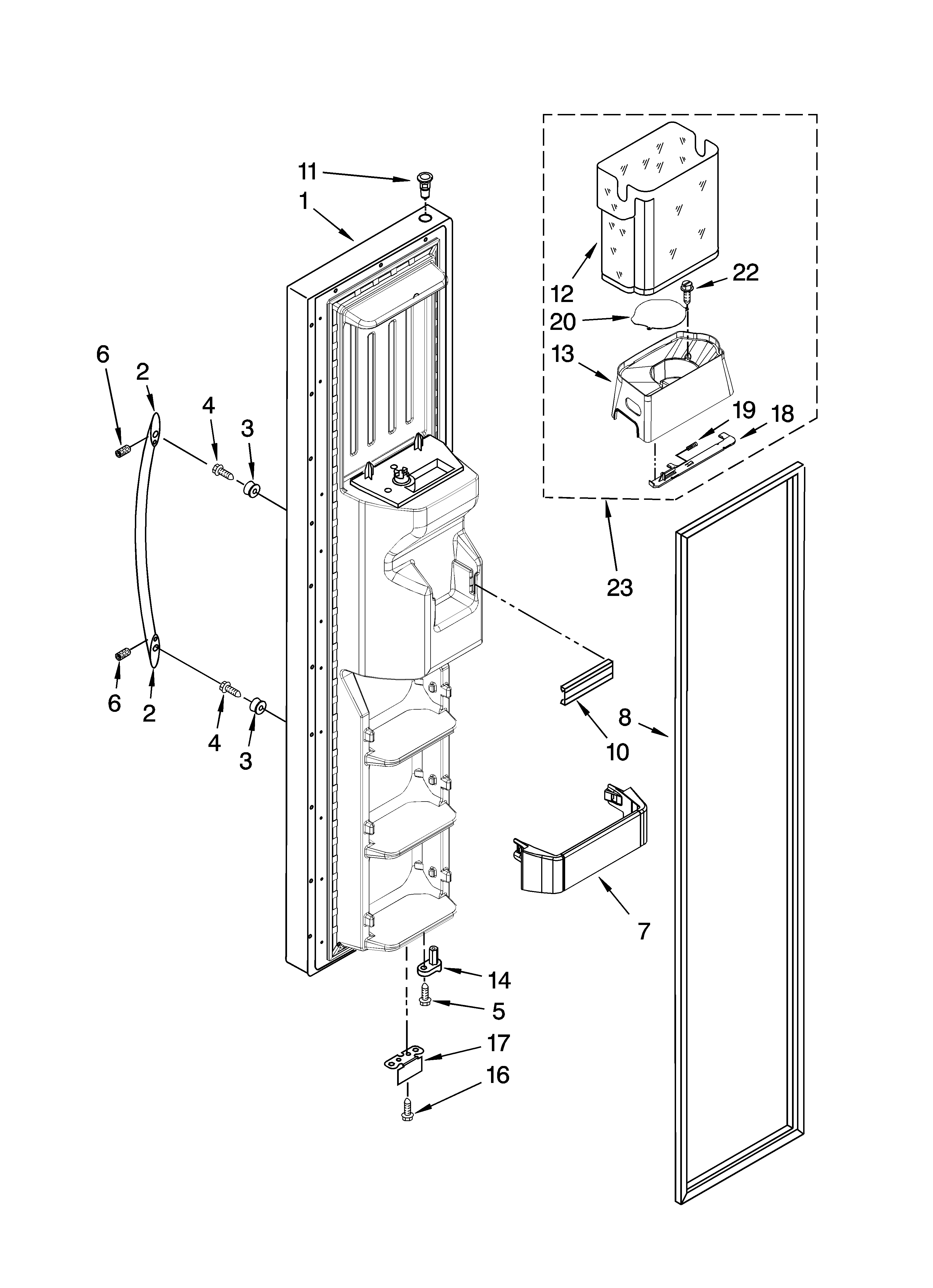 KitchenAid KSCS25MTMS01 freezer door parts diagram