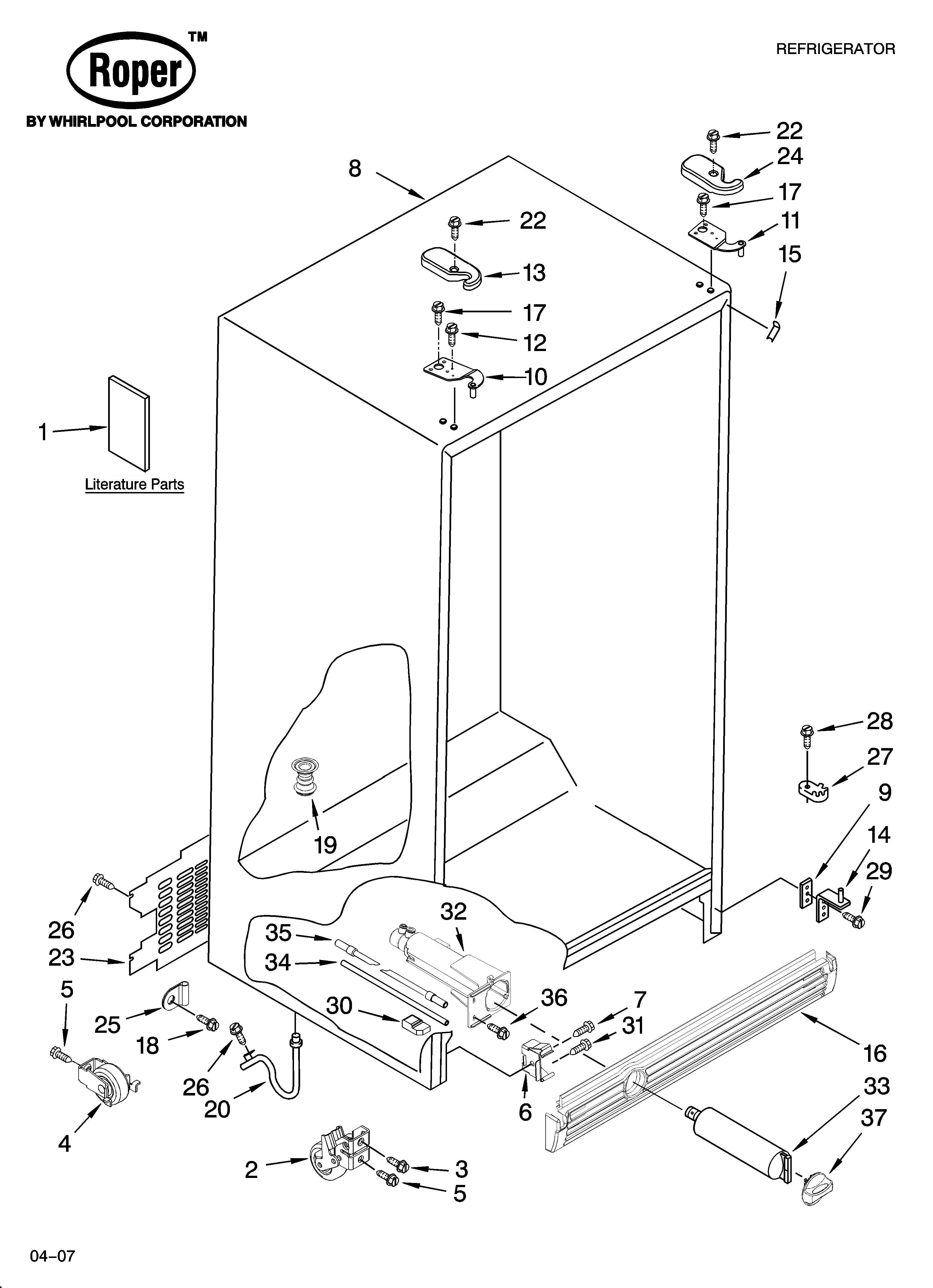 Roper RS22AGXTQ00 cabinet parts diagram
