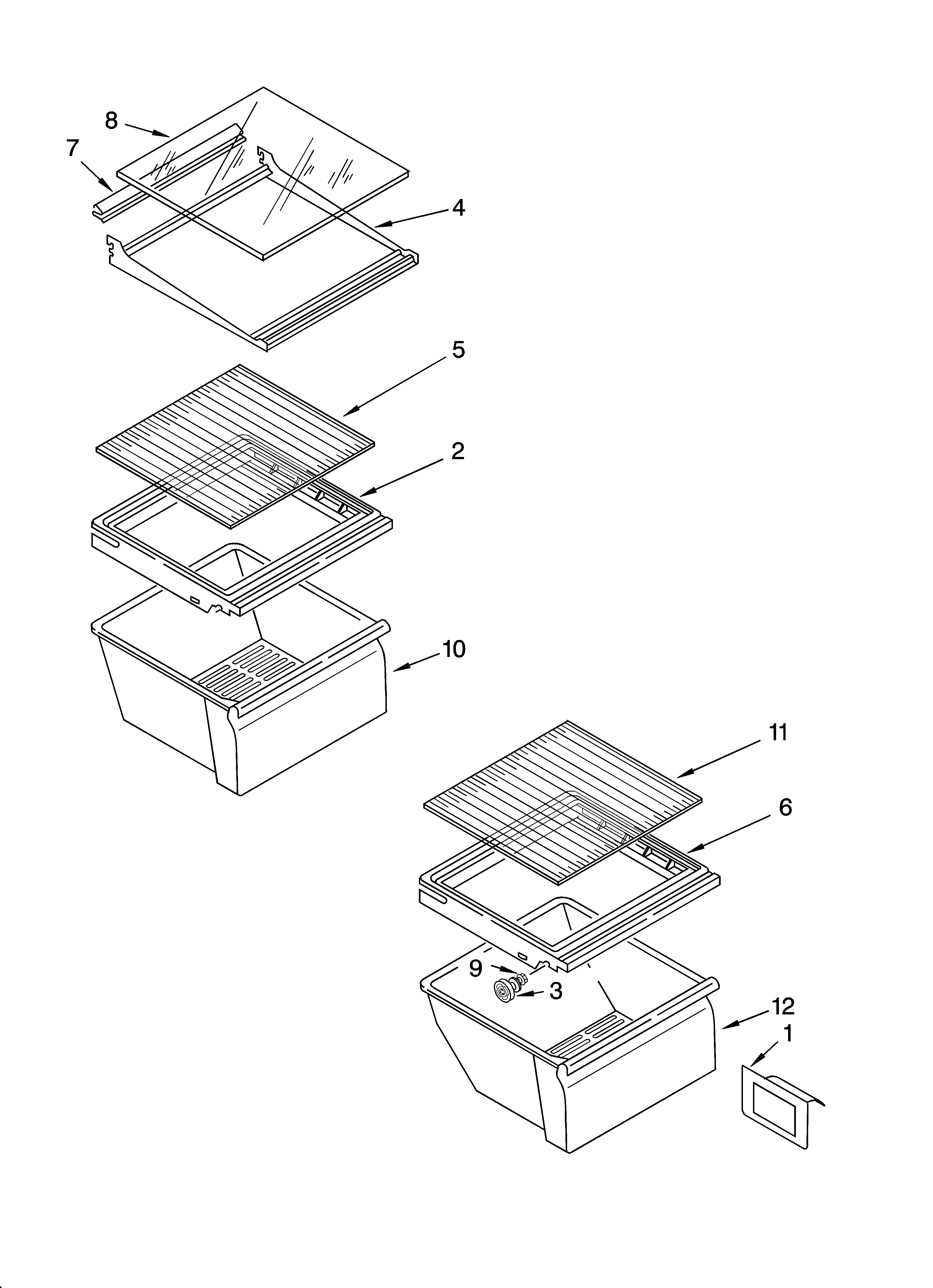 Roper RS22AGXTQ00 refrigerator shelf parts diagram