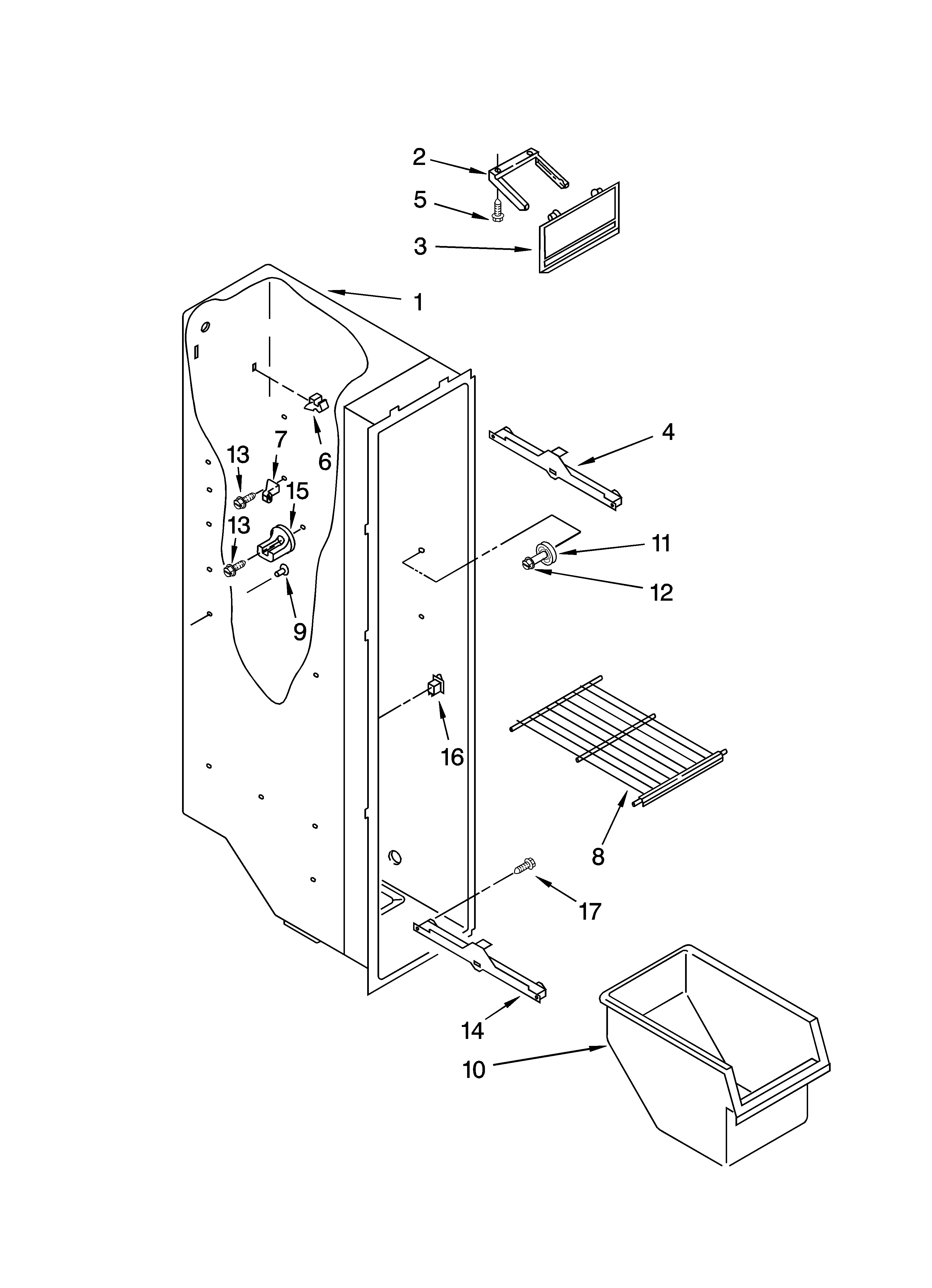Roper RS22AGXTQ00 freezer liner parts diagram