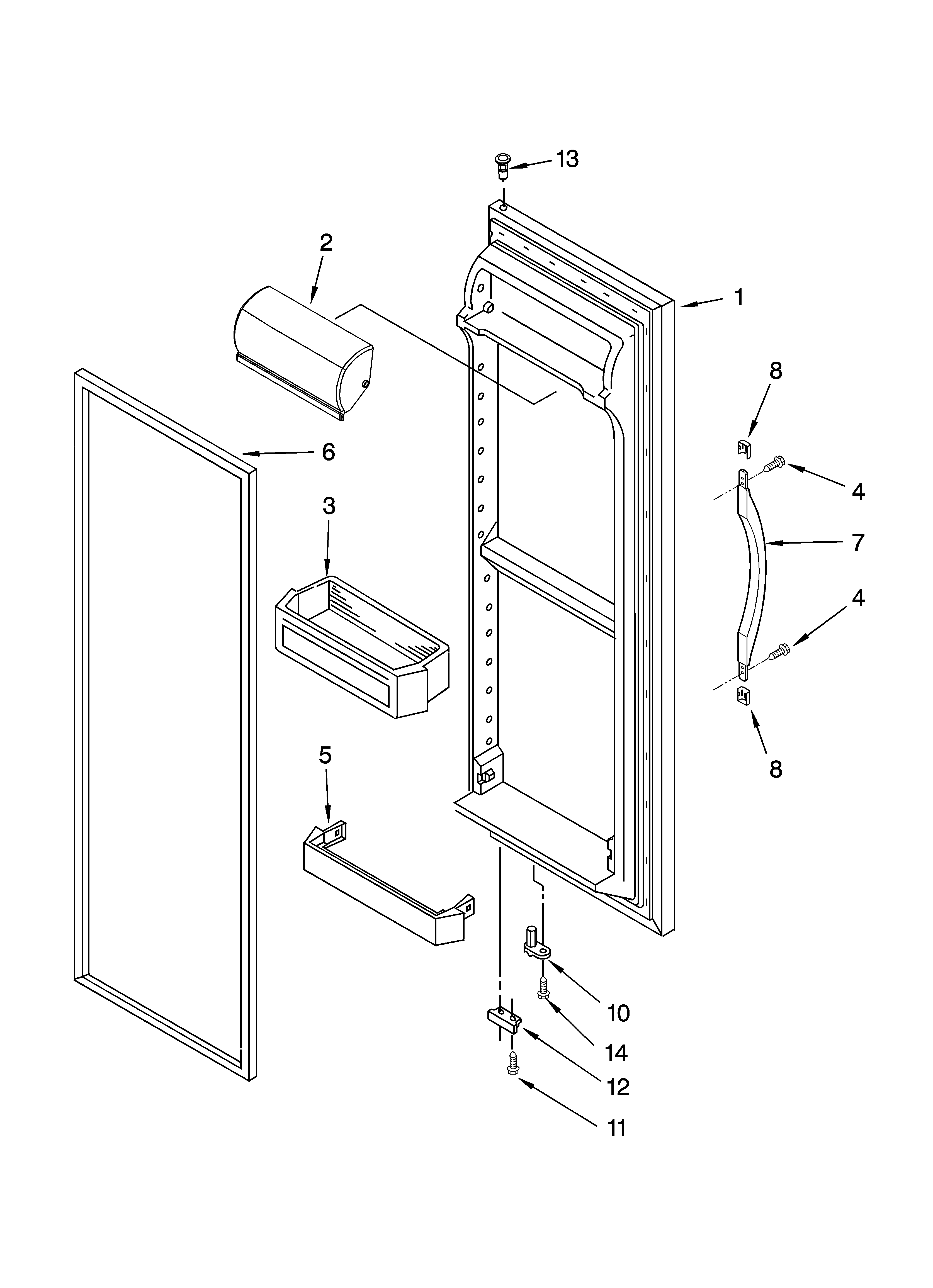 Roper RS22AGXTQ00 refrigerator door parts diagram