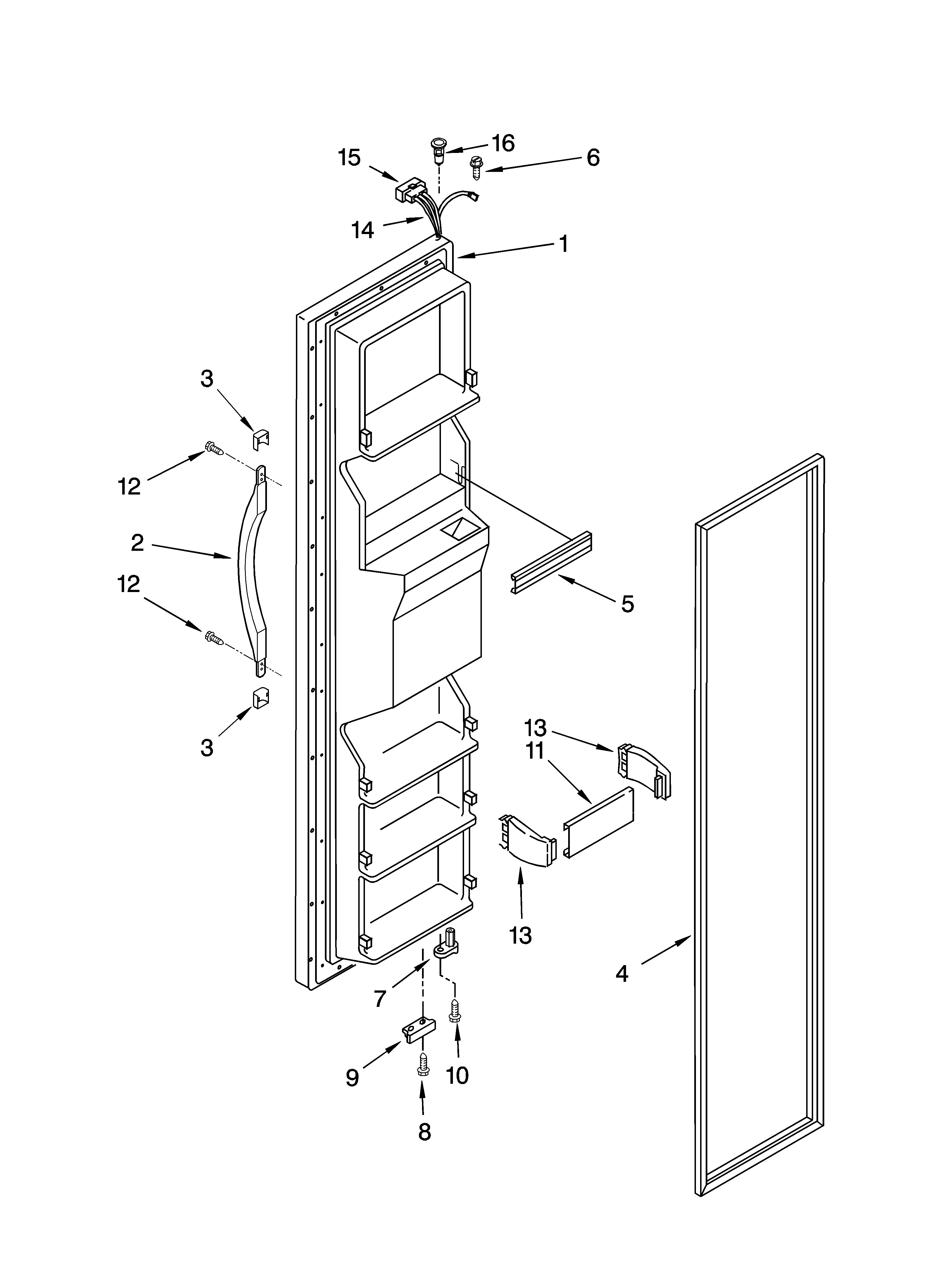 Roper RS22AGXTQ00 freezer door parts diagram