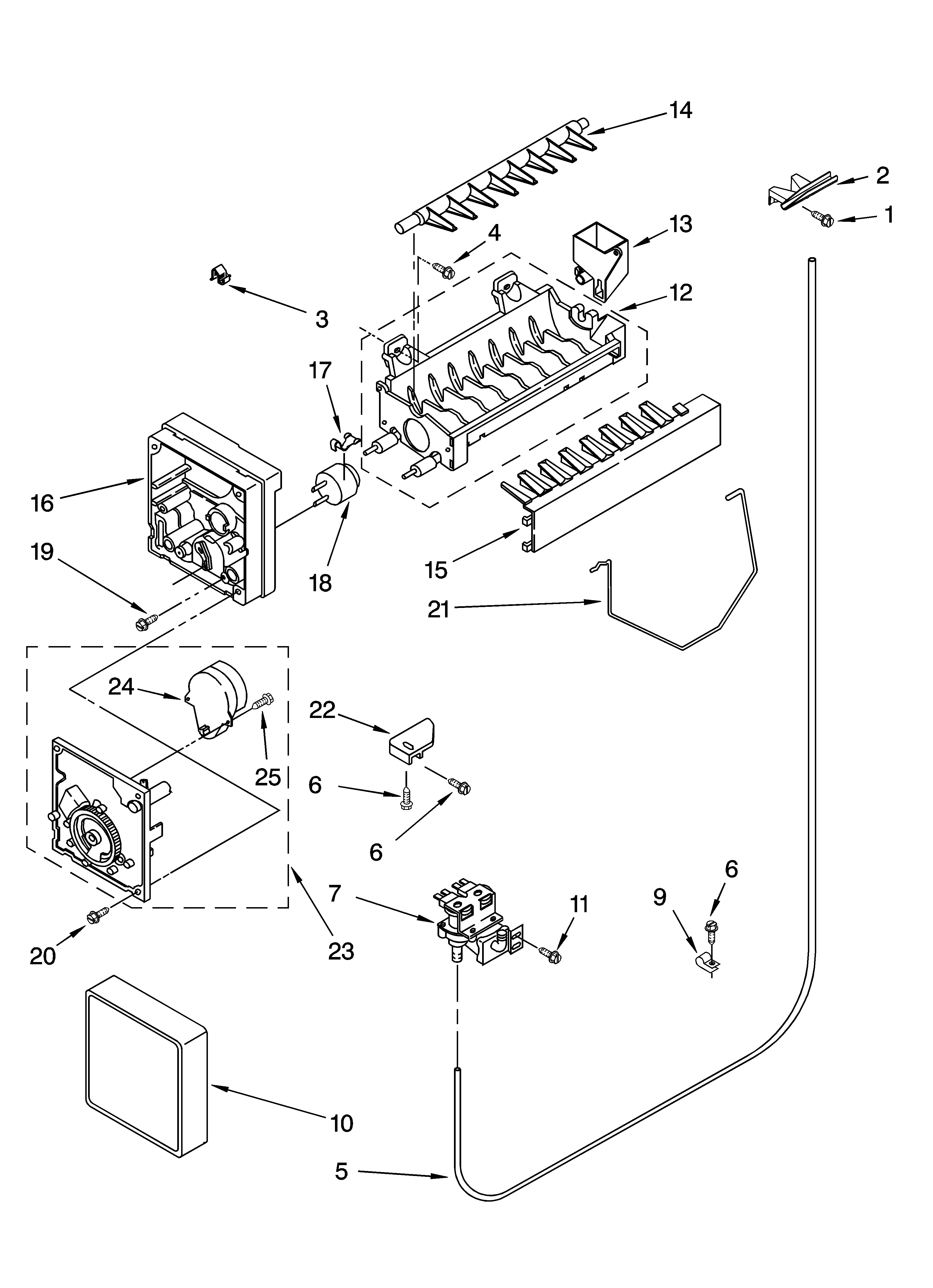 Roper RS22AGXTQ00 icemaker parts, optional parts diagram