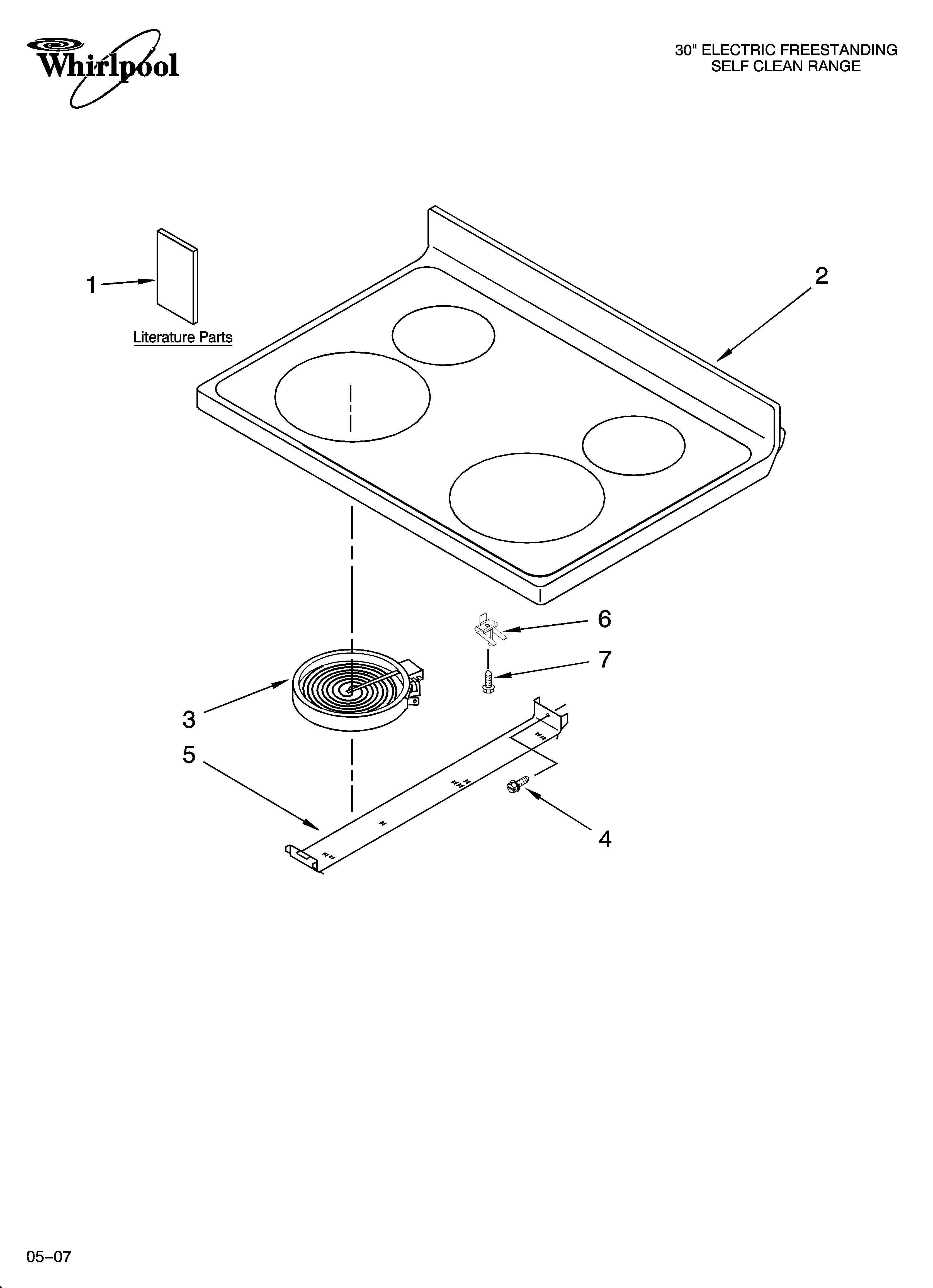 Whirlpool RF272LXTD1 cooktop parts diagram