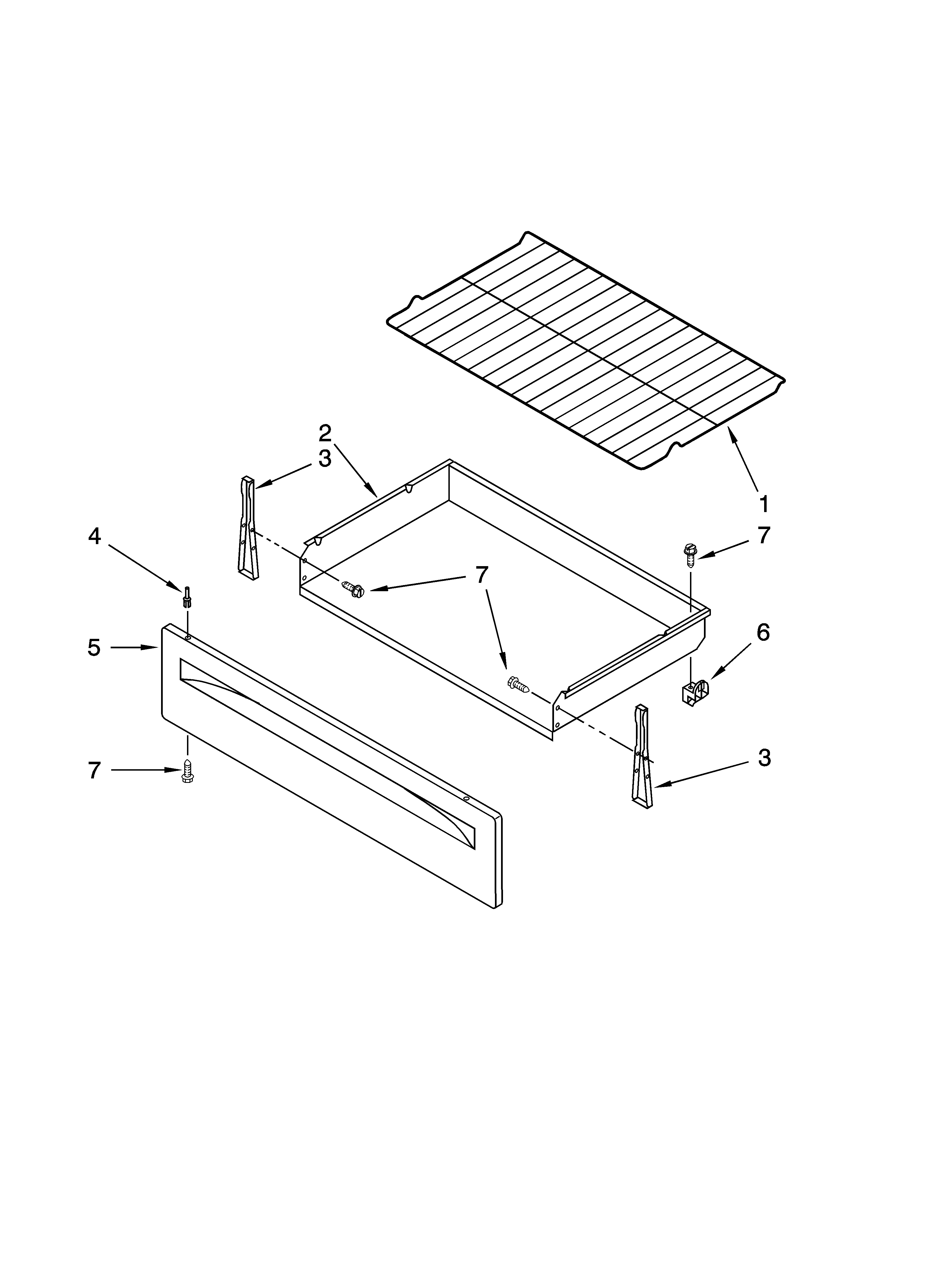 Whirlpool RF272LXTD1 drawer & broiler parts diagram