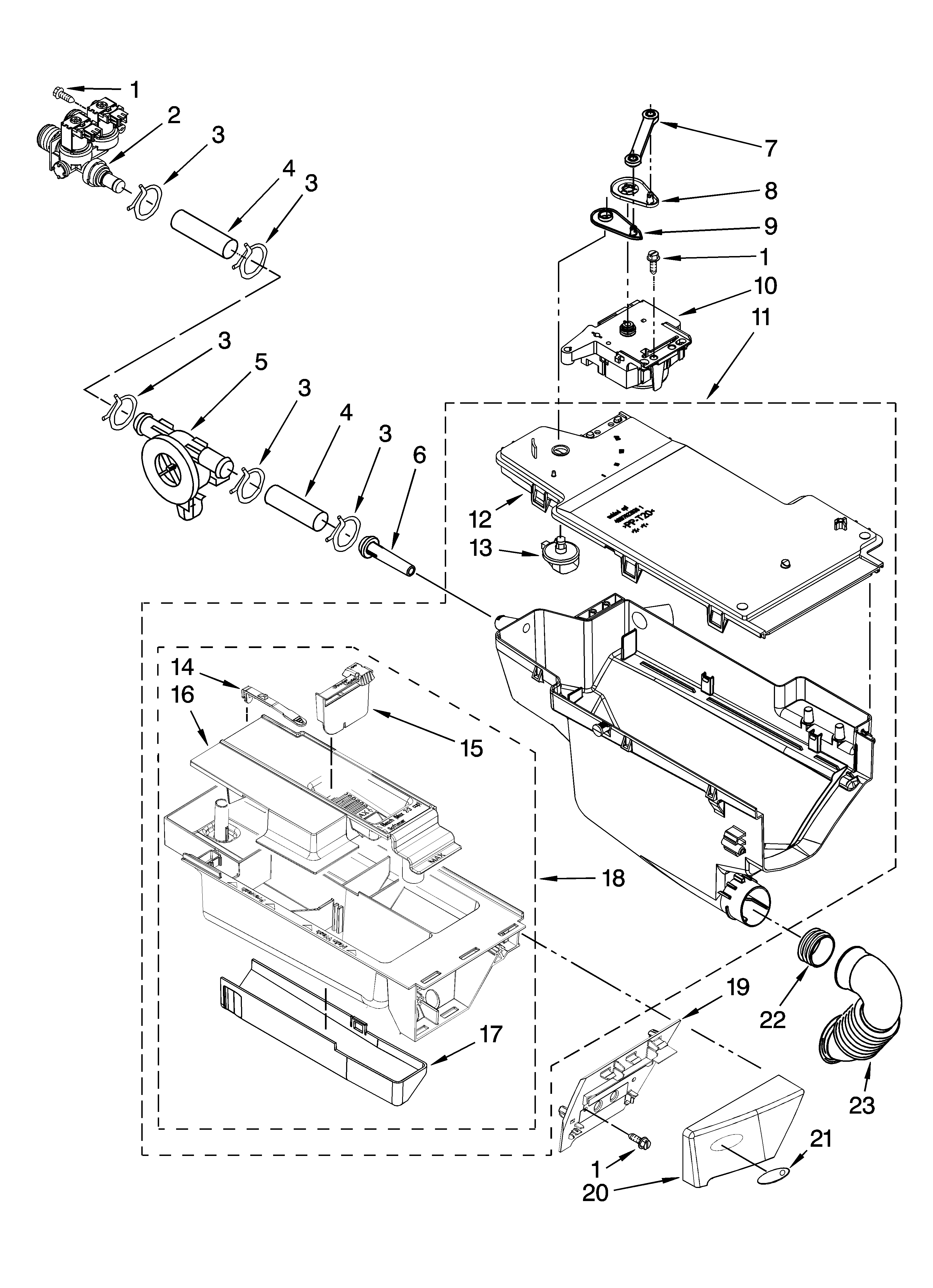 Whirlpool WFW9400SBA10 dispenser parts diagram