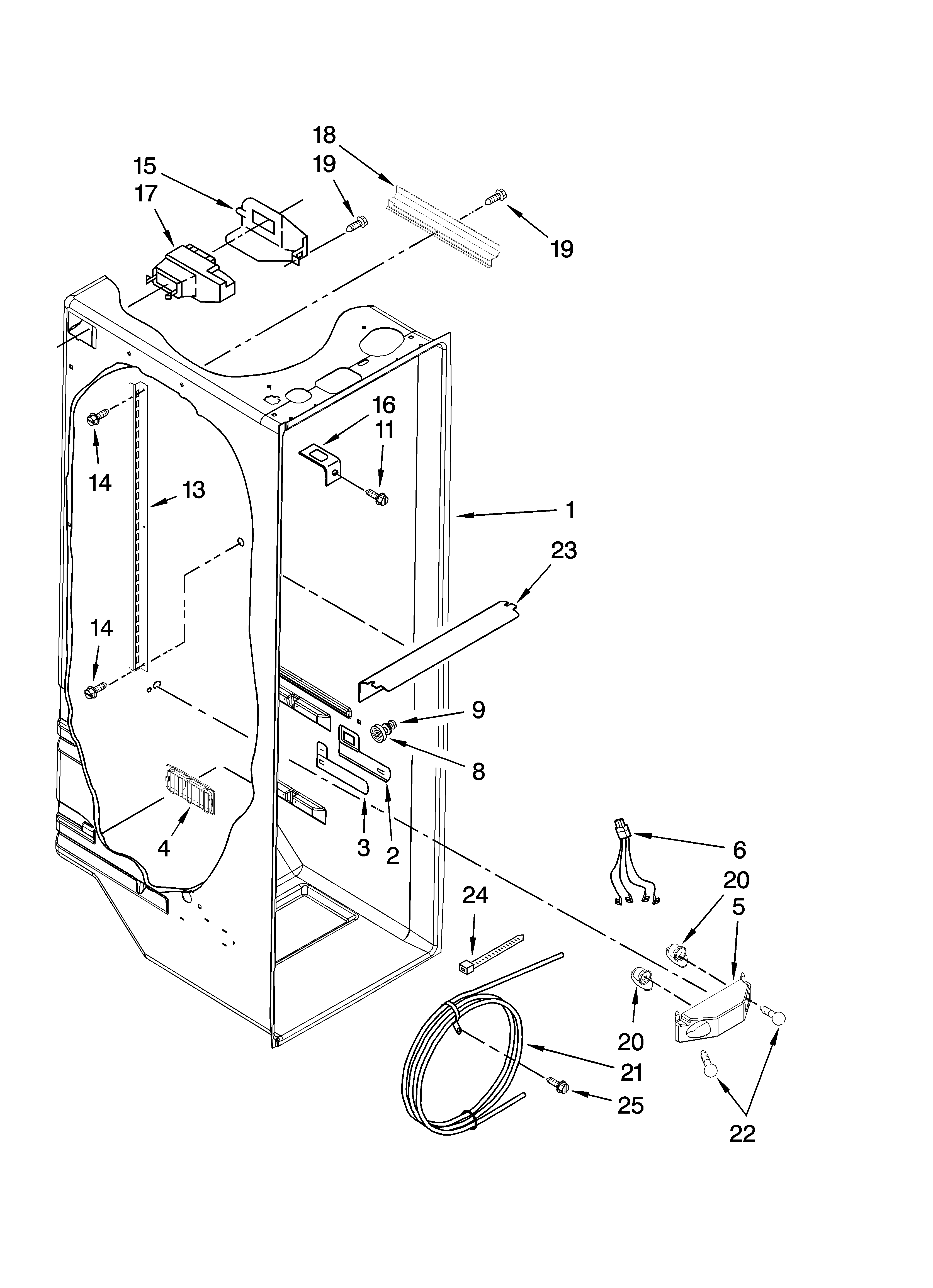 Whirlpool ED2FHEXSB03 refrigerator liner parts diagram