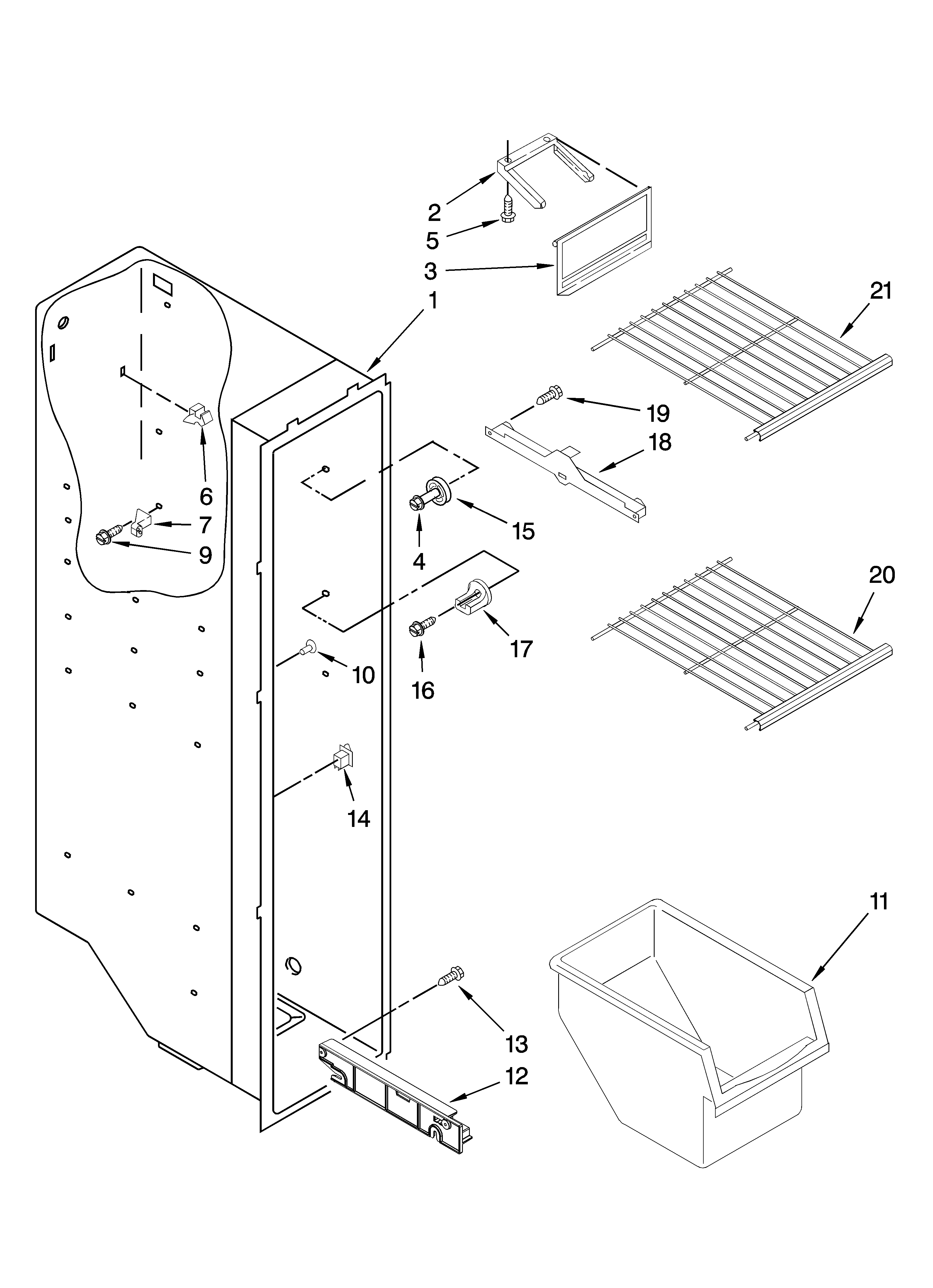Whirlpool ED2FHEXSB03 freezer liner parts diagram