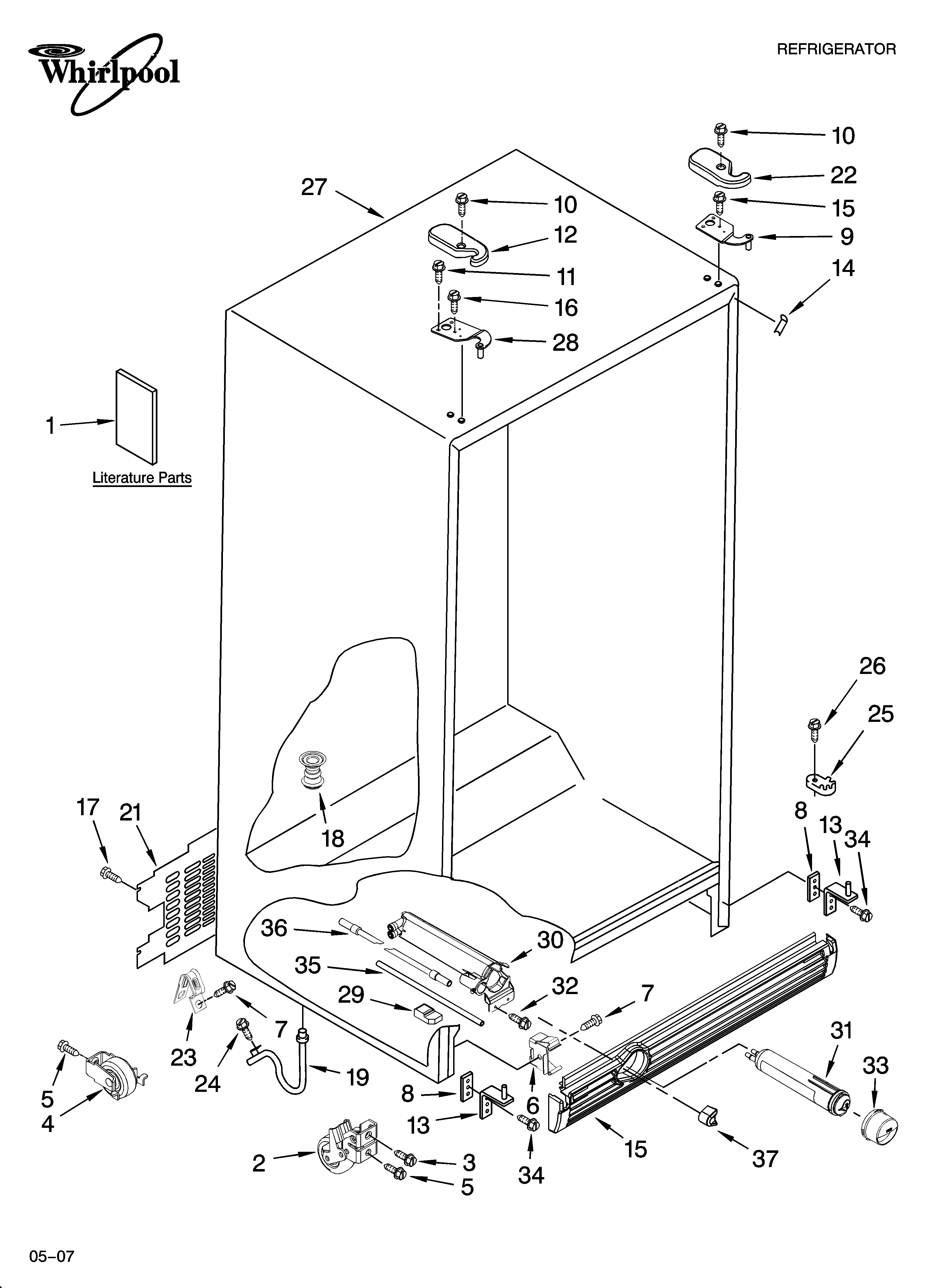 Whirlpool ED5FVGXSS01 cabinet parts diagram