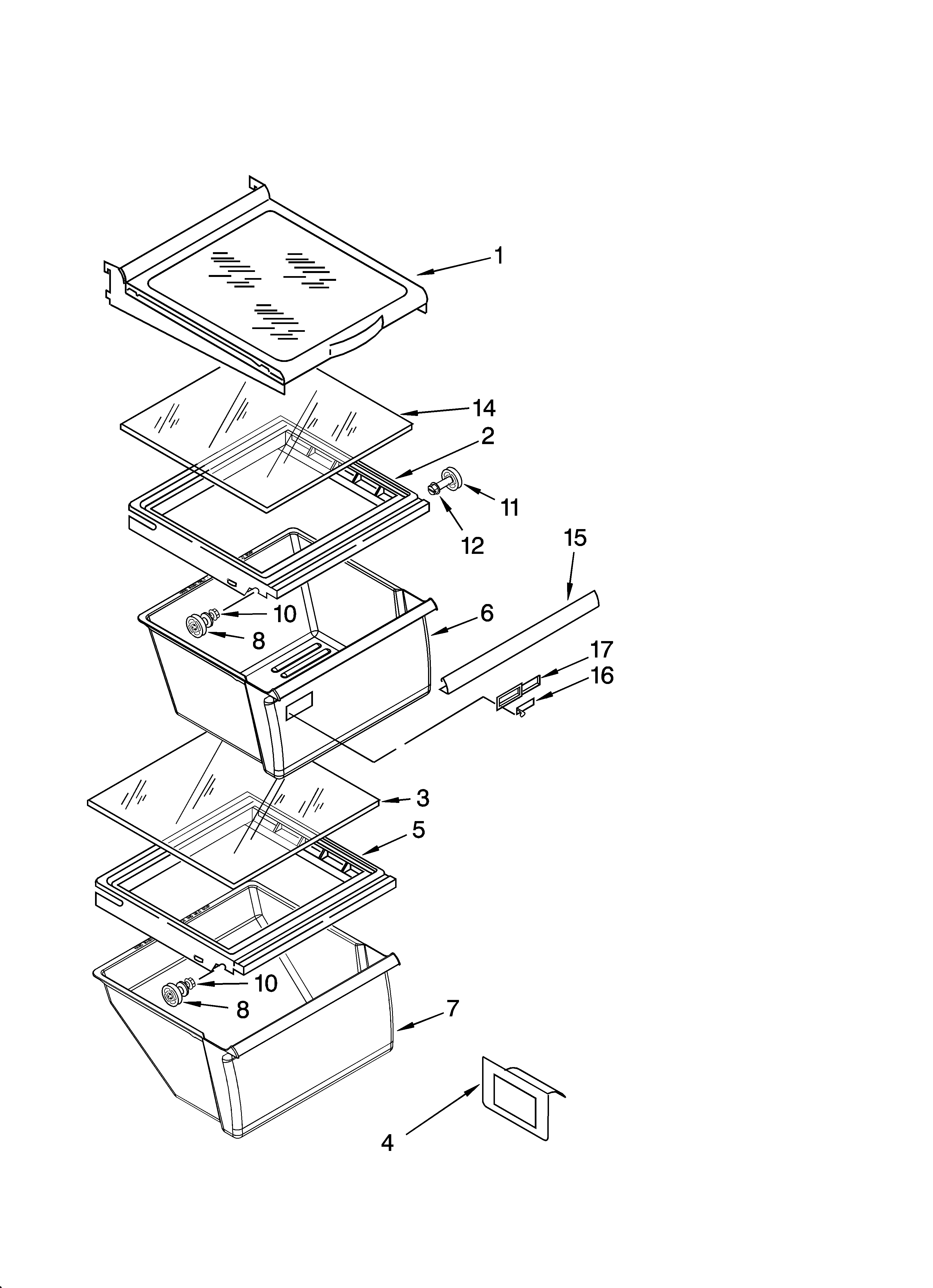Whirlpool ED5FVGXSS01 refrigerator shelf parts diagram