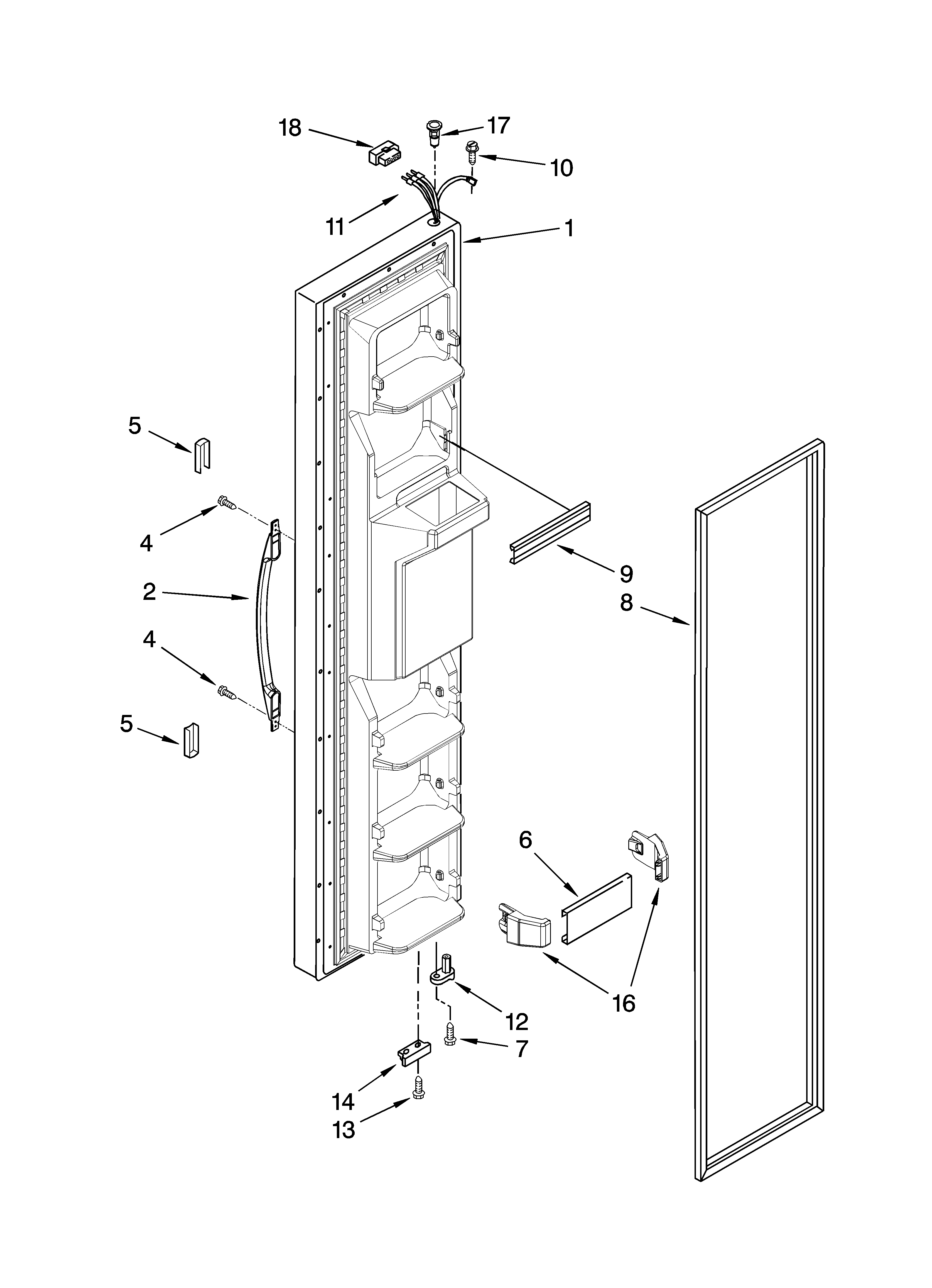 Whirlpool ED5FVGXSS01 freezer door parts diagram