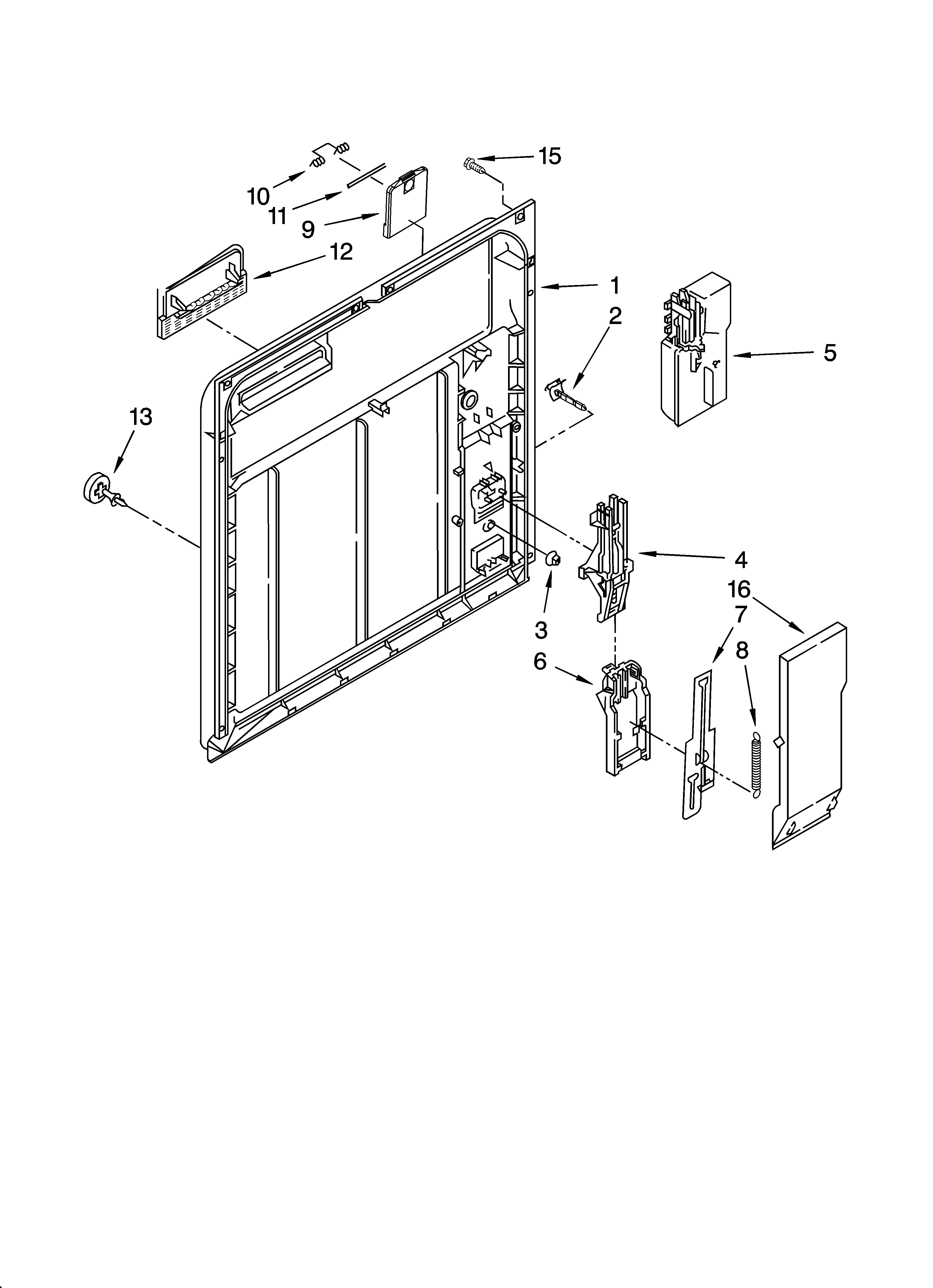 Maytag MDB3601BWB0 inner door parts diagram
