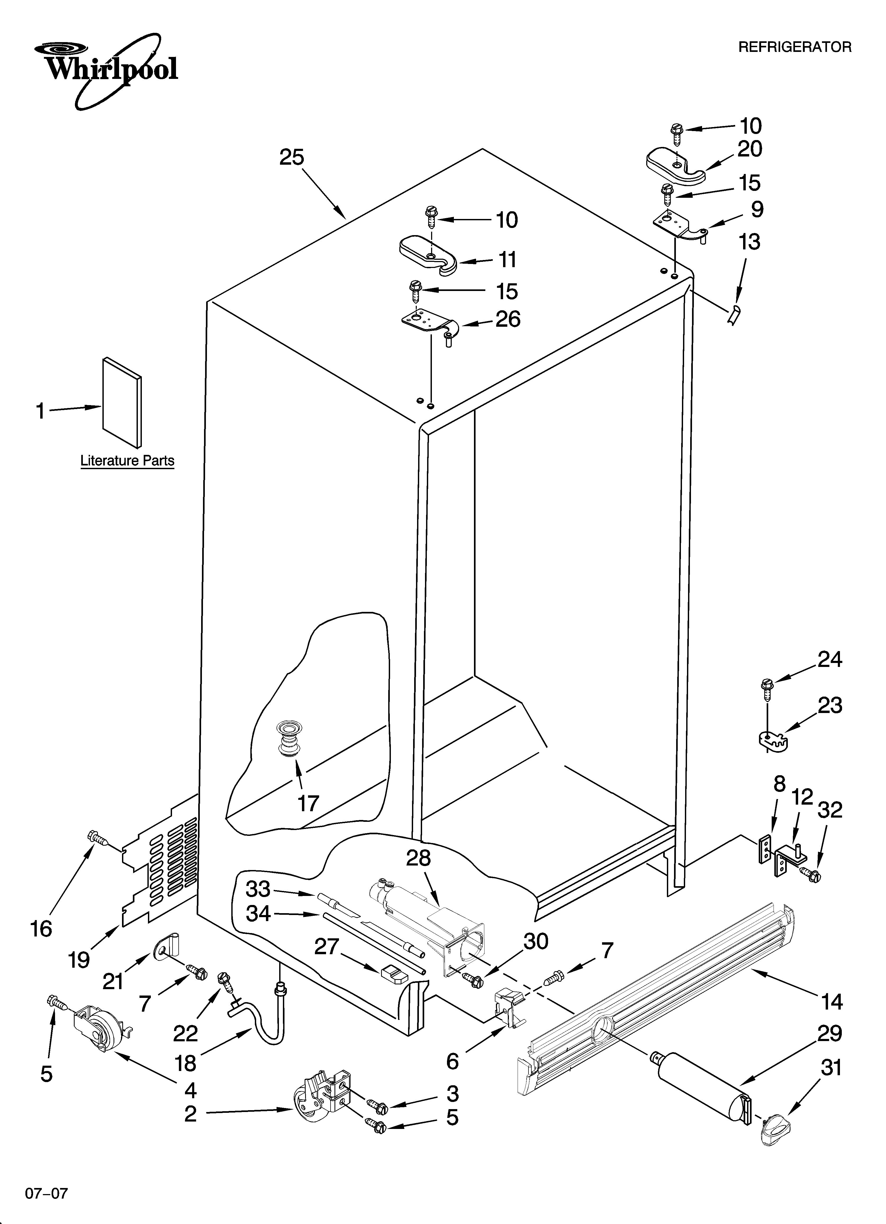 Whirlpool ED5GTGXNB14 cabinet parts diagram