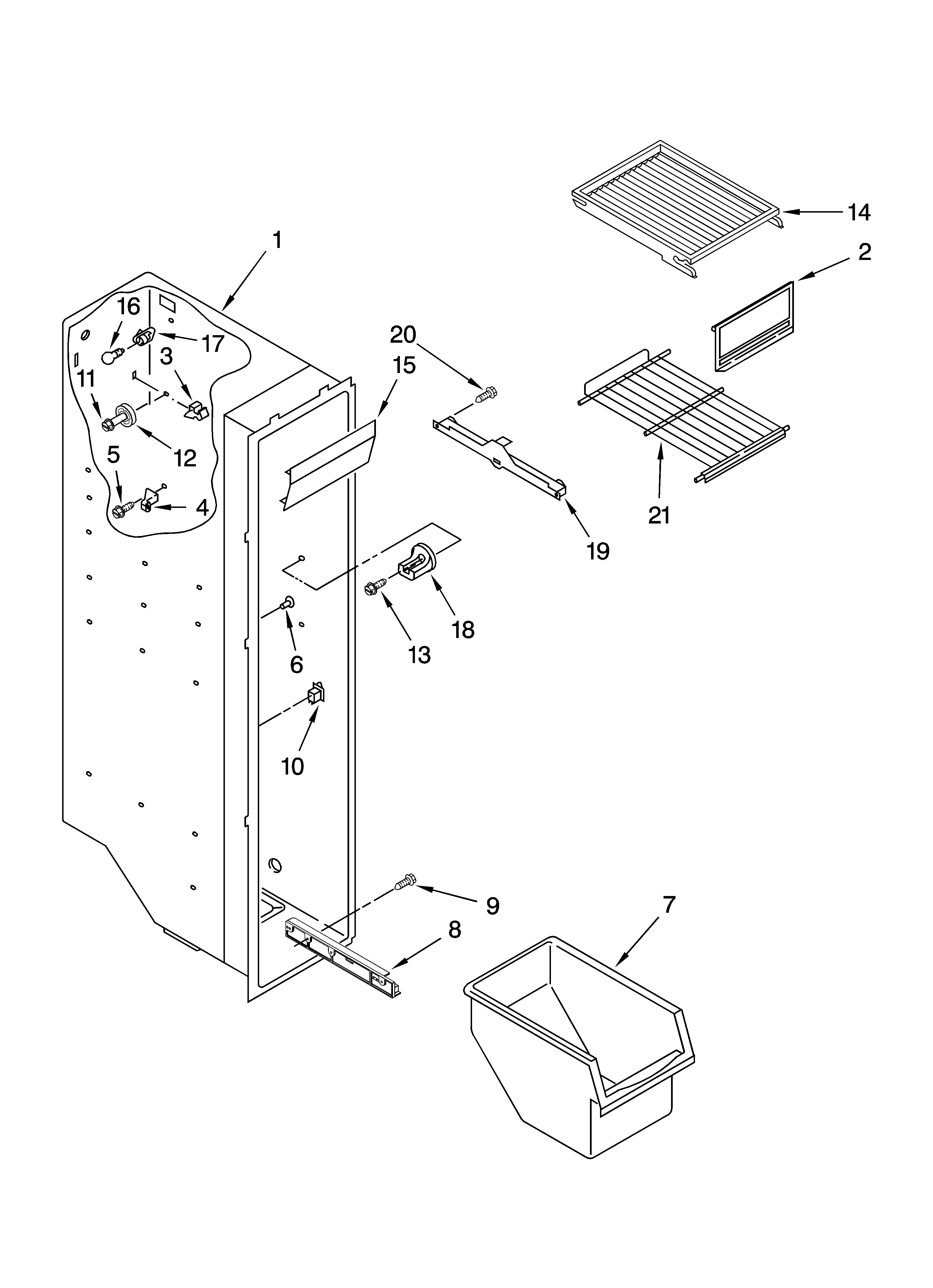 Whirlpool ED5GTGXNB14 freezer liner parts diagram