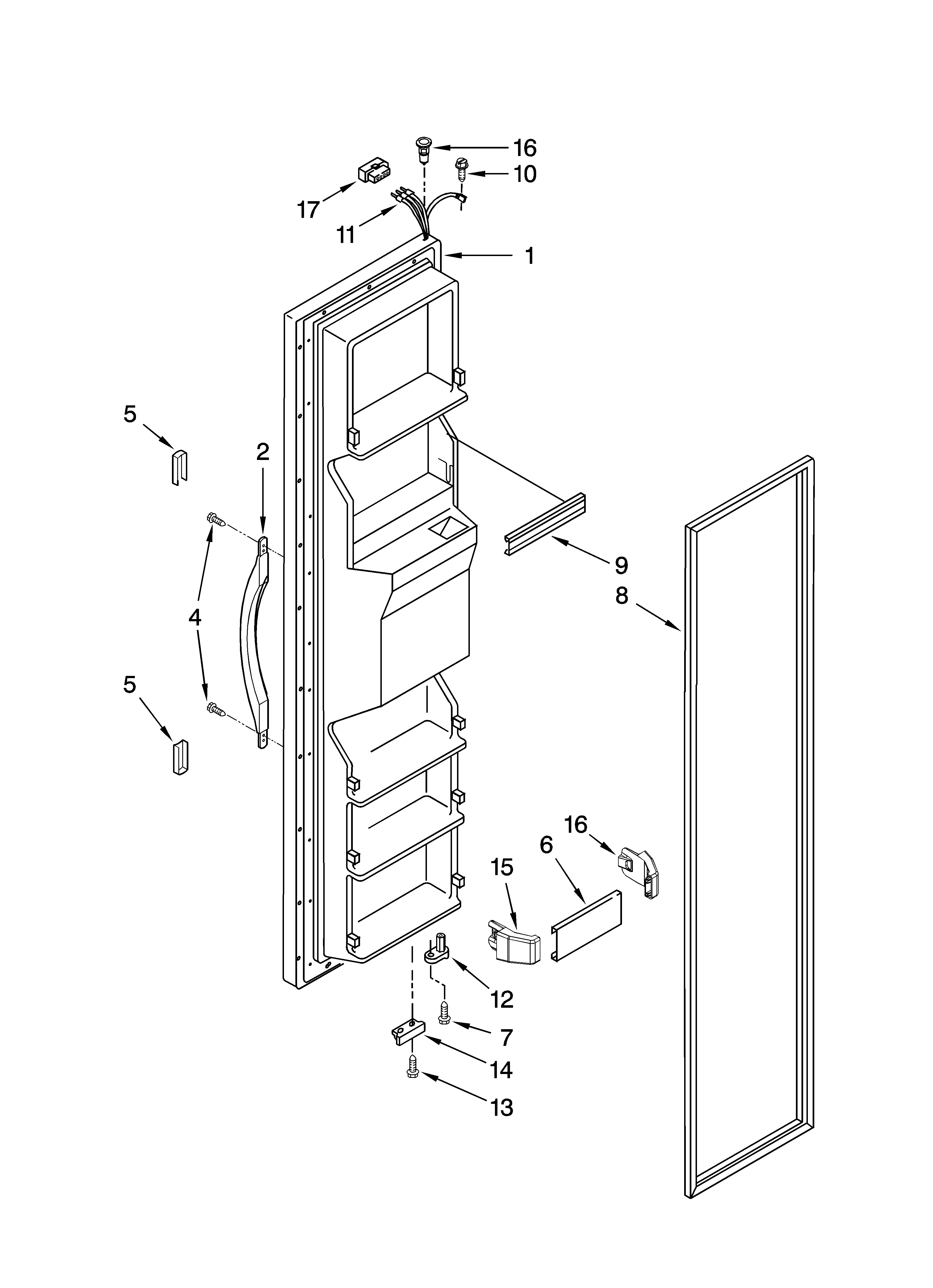 Whirlpool ED5GTGXNB14 freezer door parts diagram