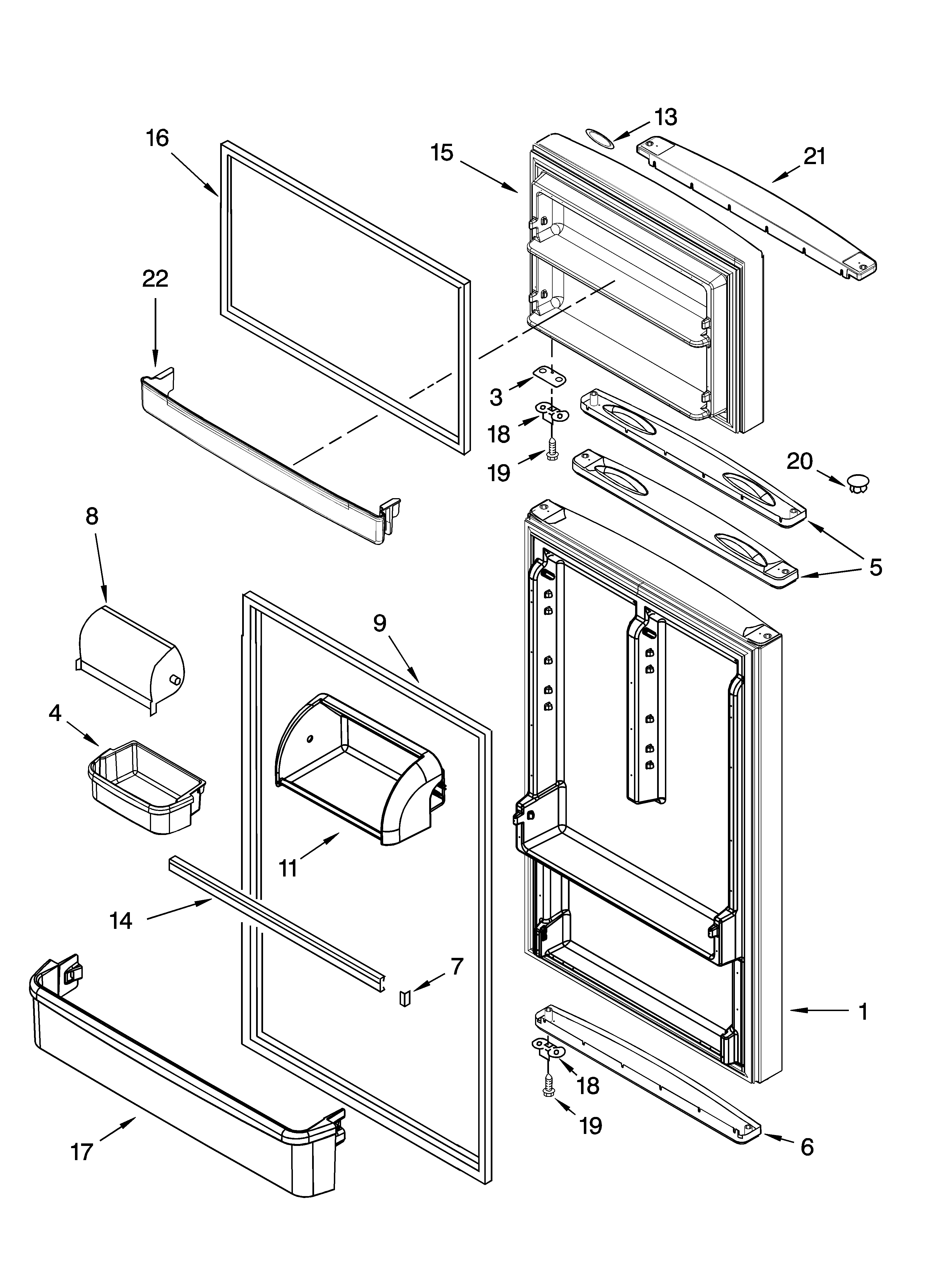 Whirlpool ER8MHKXRB02 door parts diagram