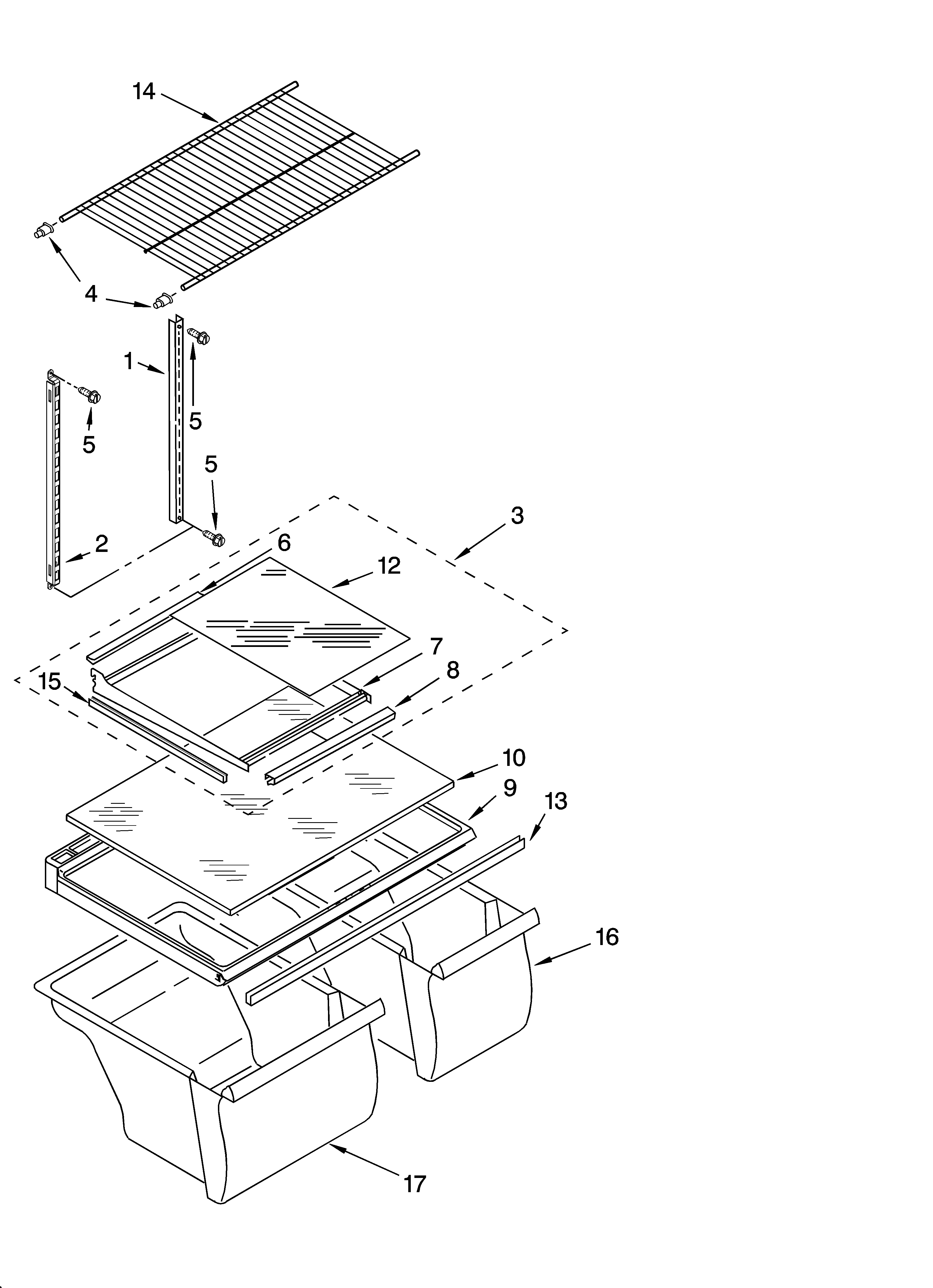 Gladiator GARF19XXPK02 shelf parts, optional parts diagram